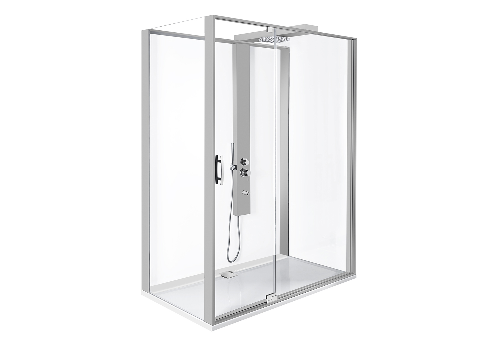 Zest Compact Shower Unit 160x90 cm Left, with Door, L Wall, Matte Grey