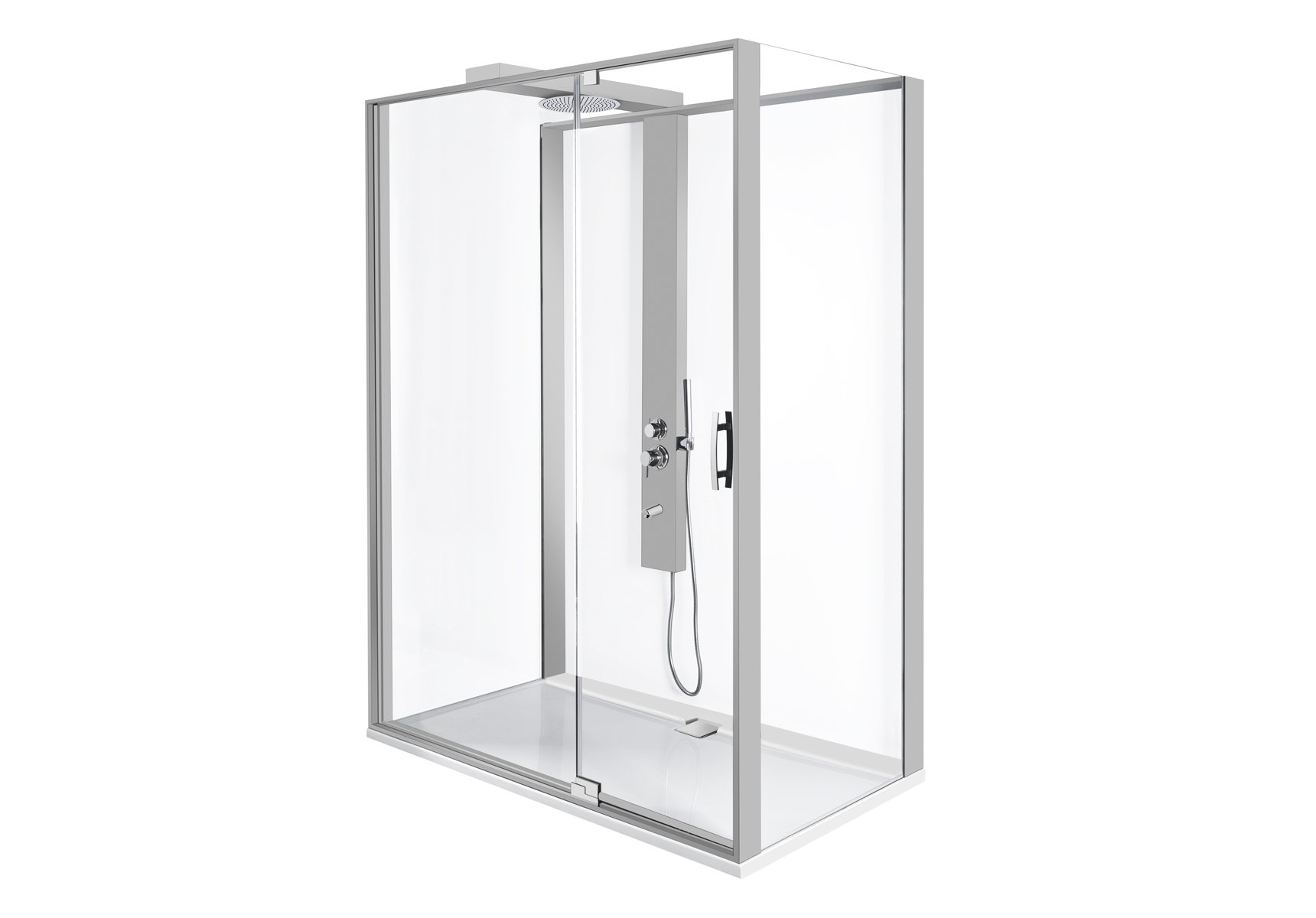 Zest Compact Shower Unit 160x90 cm Right, with Door, L Wall, Matte Grey