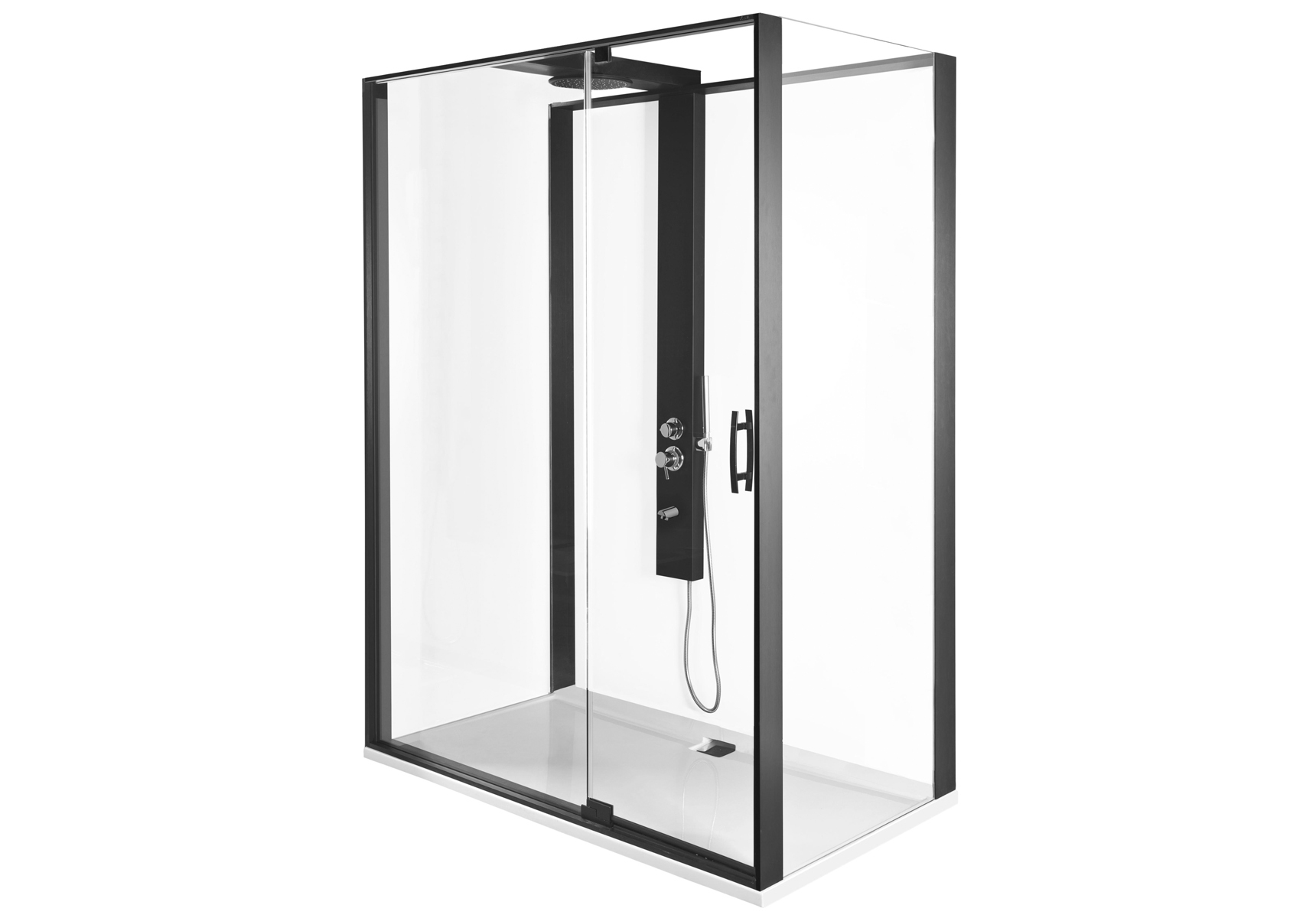 Zest Compact Shower Unit 160x90 cm with Door, Flat Wall, Matte Grey