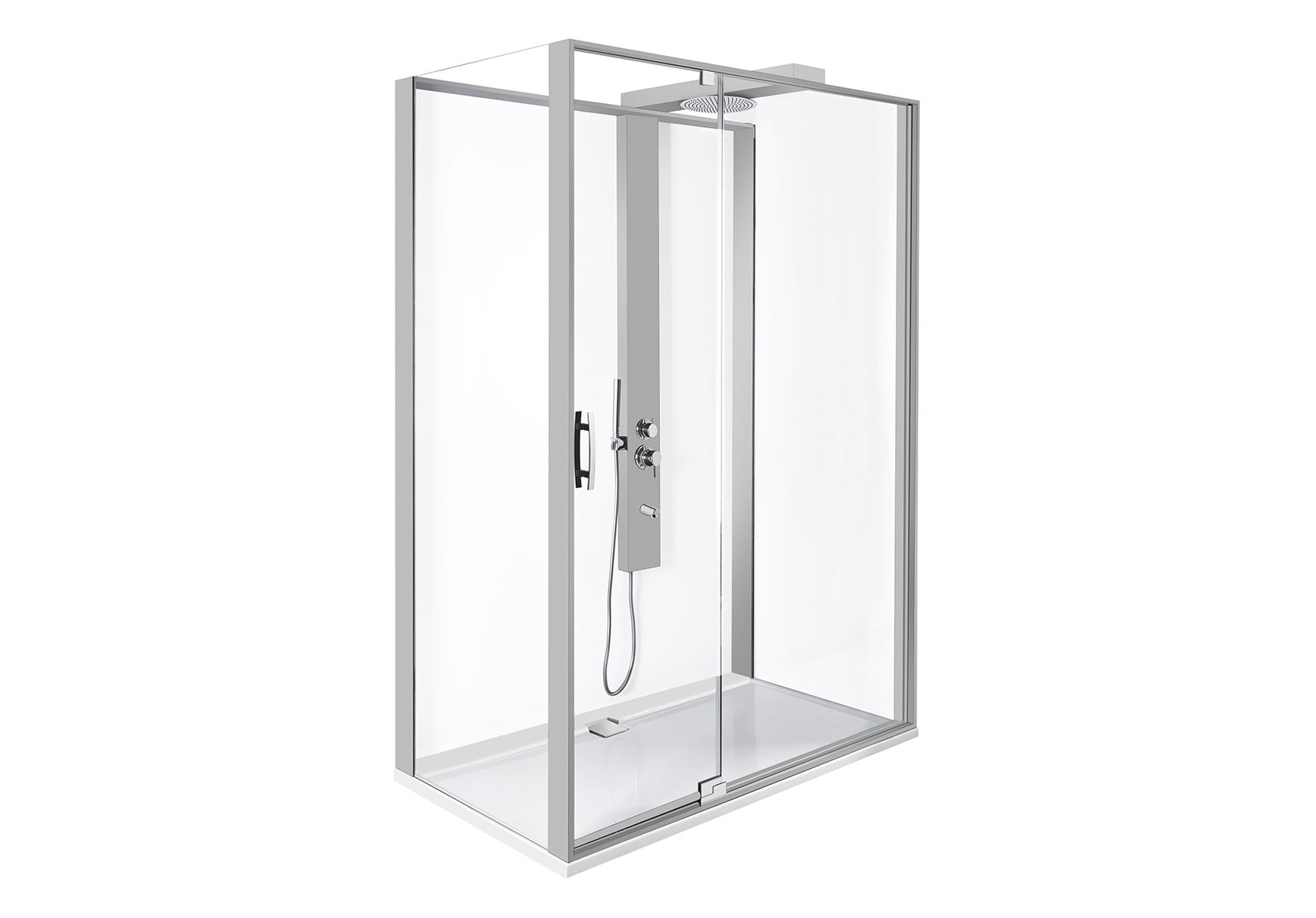 Zest Compact Shower Unit 120x90 cm Left, with Door, L Wall, Matte Grey