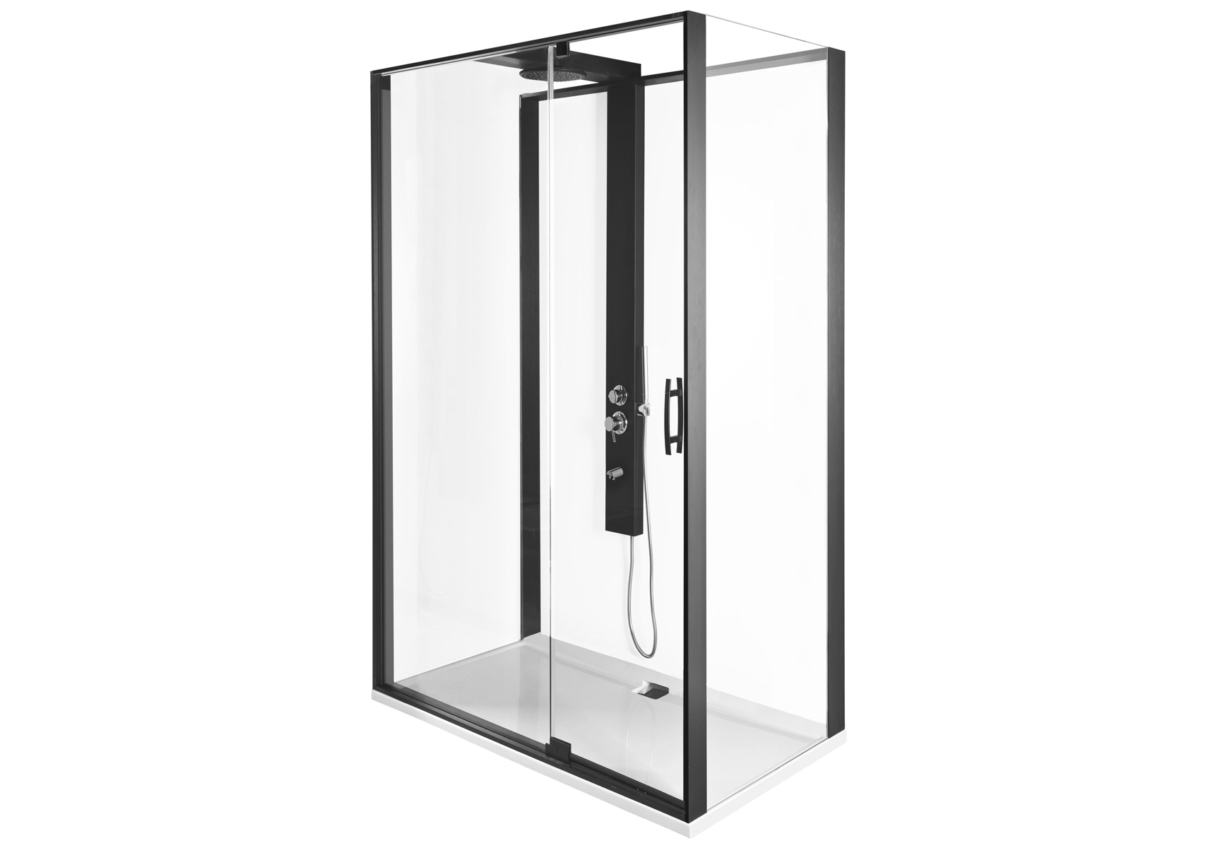 Zest Compact Shower Unit 120x90 cm Right, with Door, L Wall, Matte Black