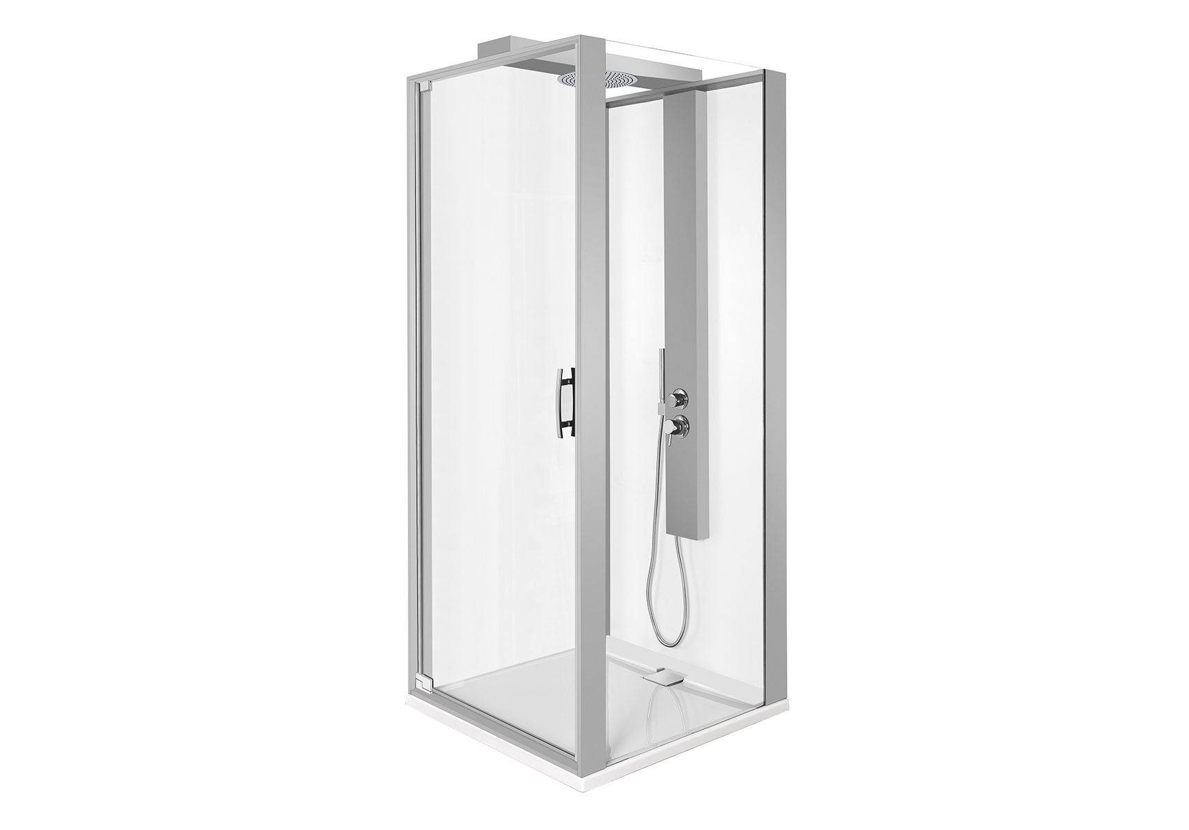 Zest Compact Shower Unit 90x90 cm Right, with Door, Flat Wall, Matte Grey