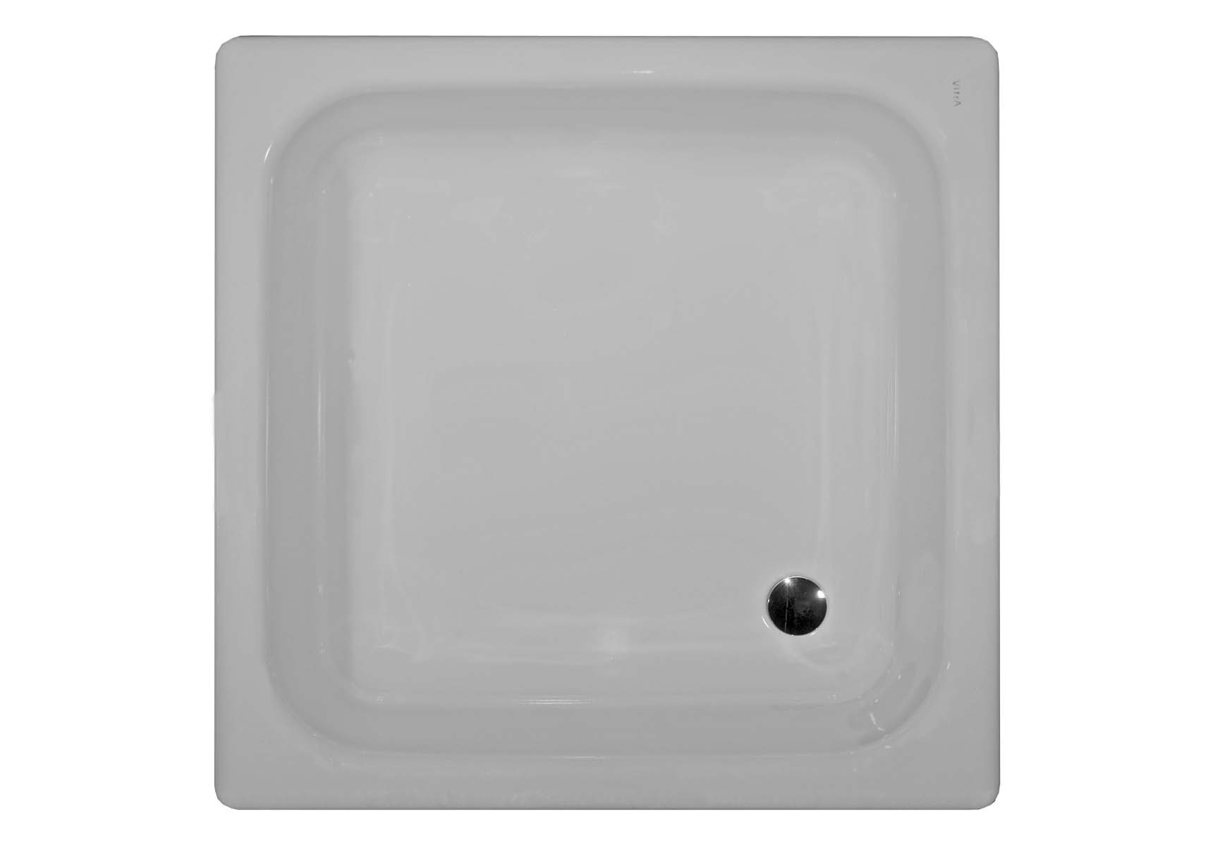 Generic Square 90x75 cm Steel Shower Tray, 3.5 Mm, H:16 cm, 52 Mm Waste, Sound Proofing Pad