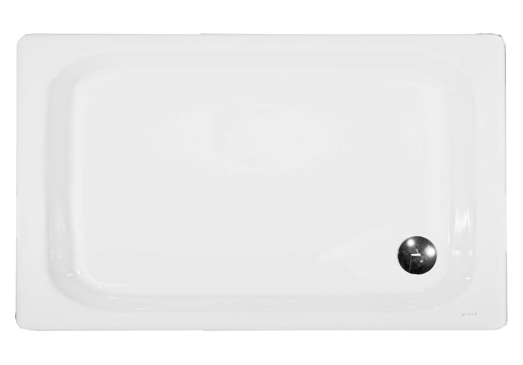 Generic Rectangular 140x80 cm Steel Shower Tray, 3.5 Mm, H:6.5 cm, 90 Mm Waste, Sound Proofing Pad