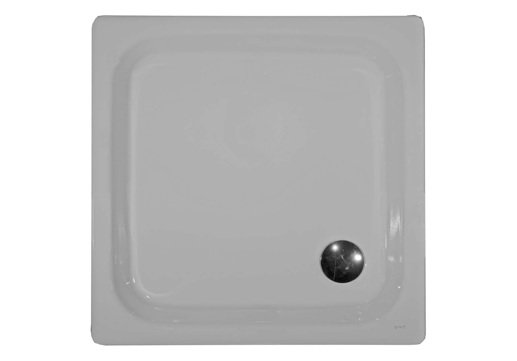 Generic Square 100x100 cm Steel Shower Tray, 3.5 Mm, H:6.5 cm, 90 Mm Waste, Sound Proofing Pad