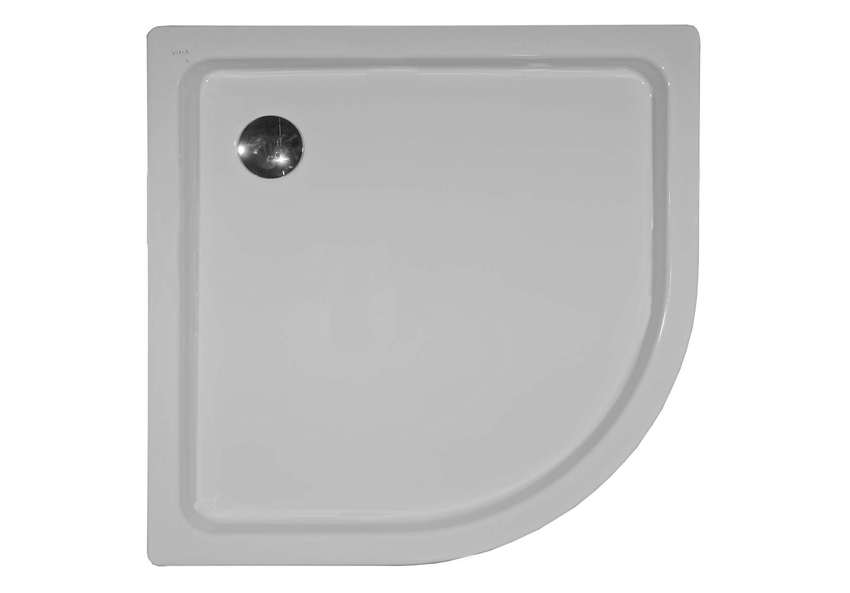 Generic Corner 100x100 cm Steel Shower Tray, 3.5 Mm, H:6.5 cm, 90 Mm Waste, Sound Proofing Pad