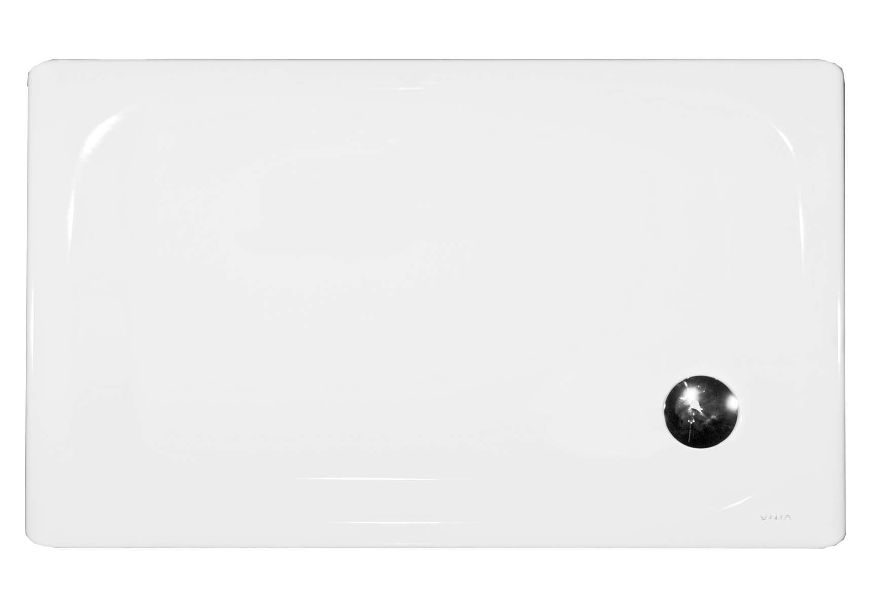 Generic Rectangular 140x80 cm Steel Shower Tray, 3.5 Mm, H:2.5 cm, 90 Mm Waste, Sound Proofing Pad