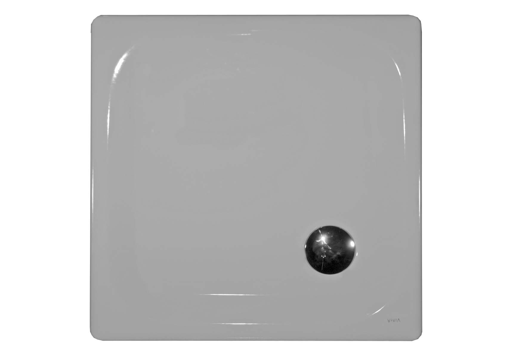 Generic Square 100x100 cm Steel Shower Tray, 3.5 Mm, H:2.5 cm, 90 Mm Waste, Sound Proofing Pad