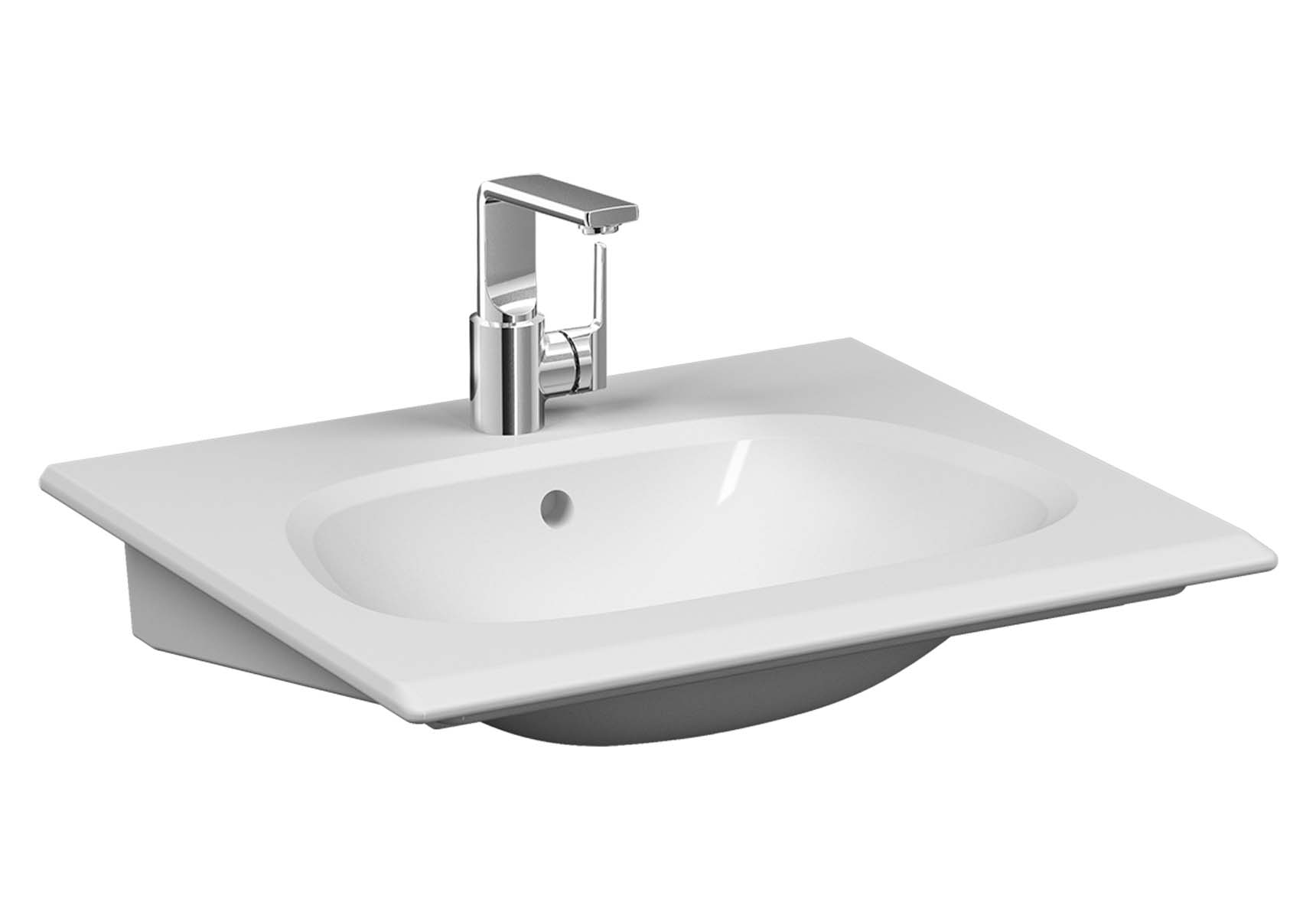 İstanbul Vanity basin, 60 cm, with one tap hole, with overflow hole, white