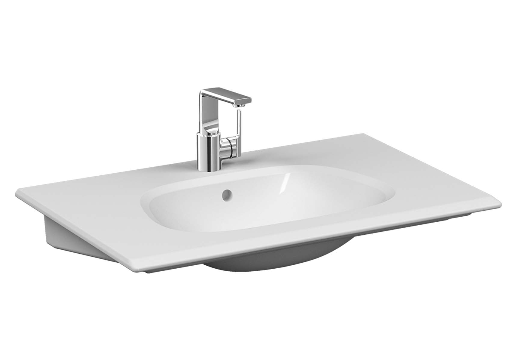 İstanbul Vanity basin, 80 cm, with one tap hole, with overflow hole, white