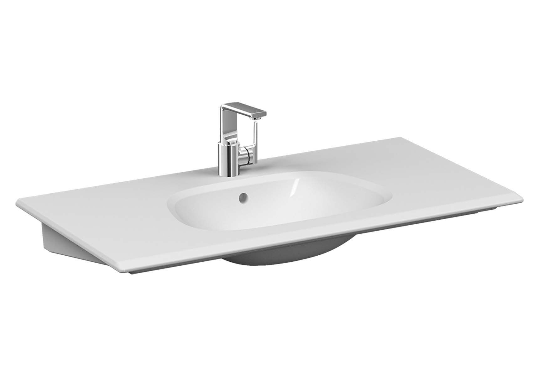 Frame Vanity basin, 100 cm, with one tap hole, with overflow hole, white