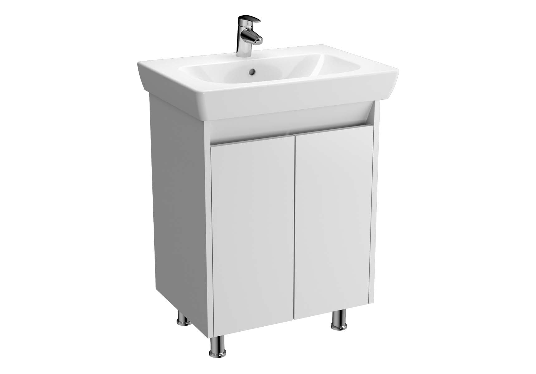 Vision Washbasin Unit, 65 cm, with doors, White High Gloss