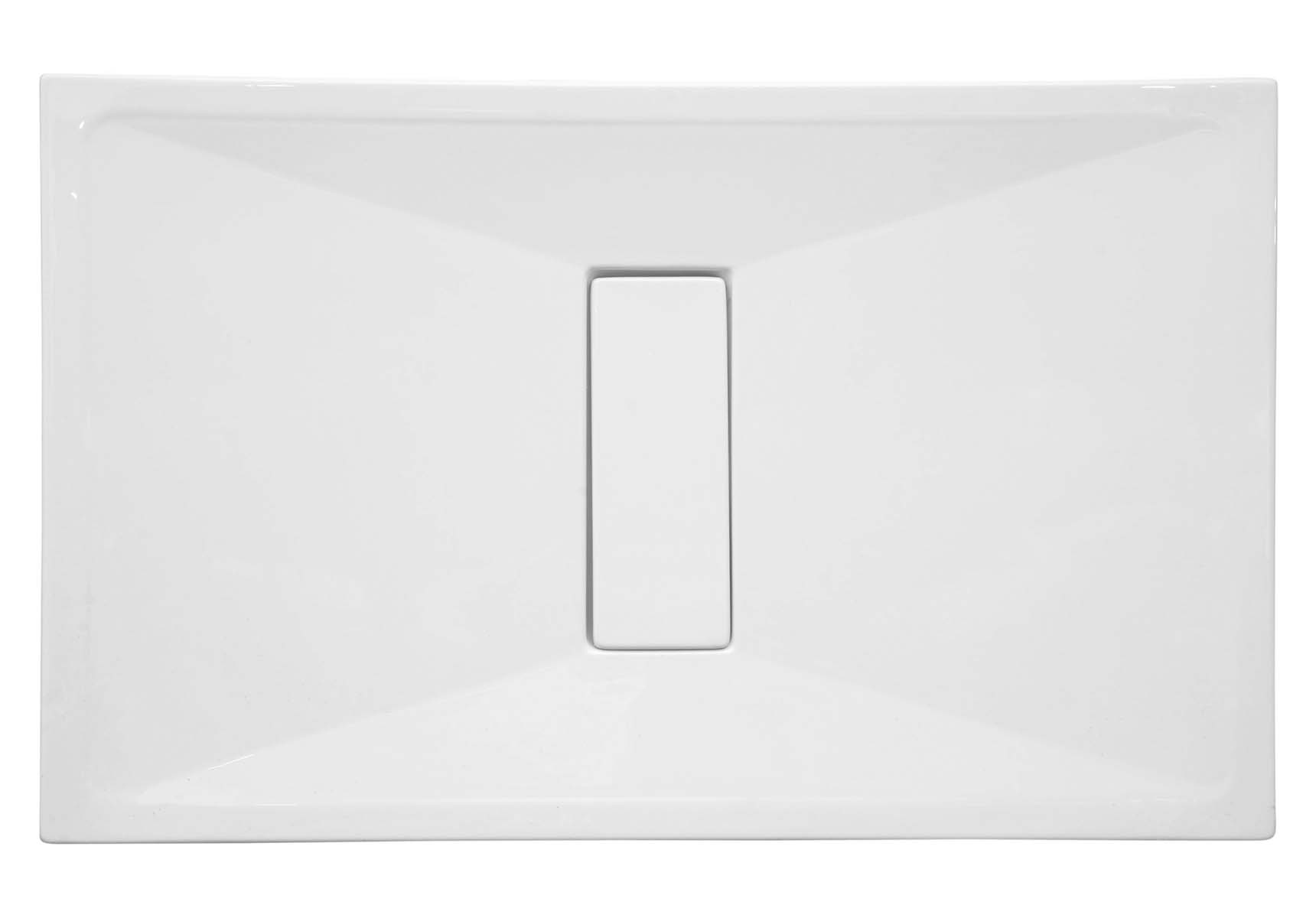 Slim 130x80 cm Rectangular Zero Surface, Chrome Waste Cover