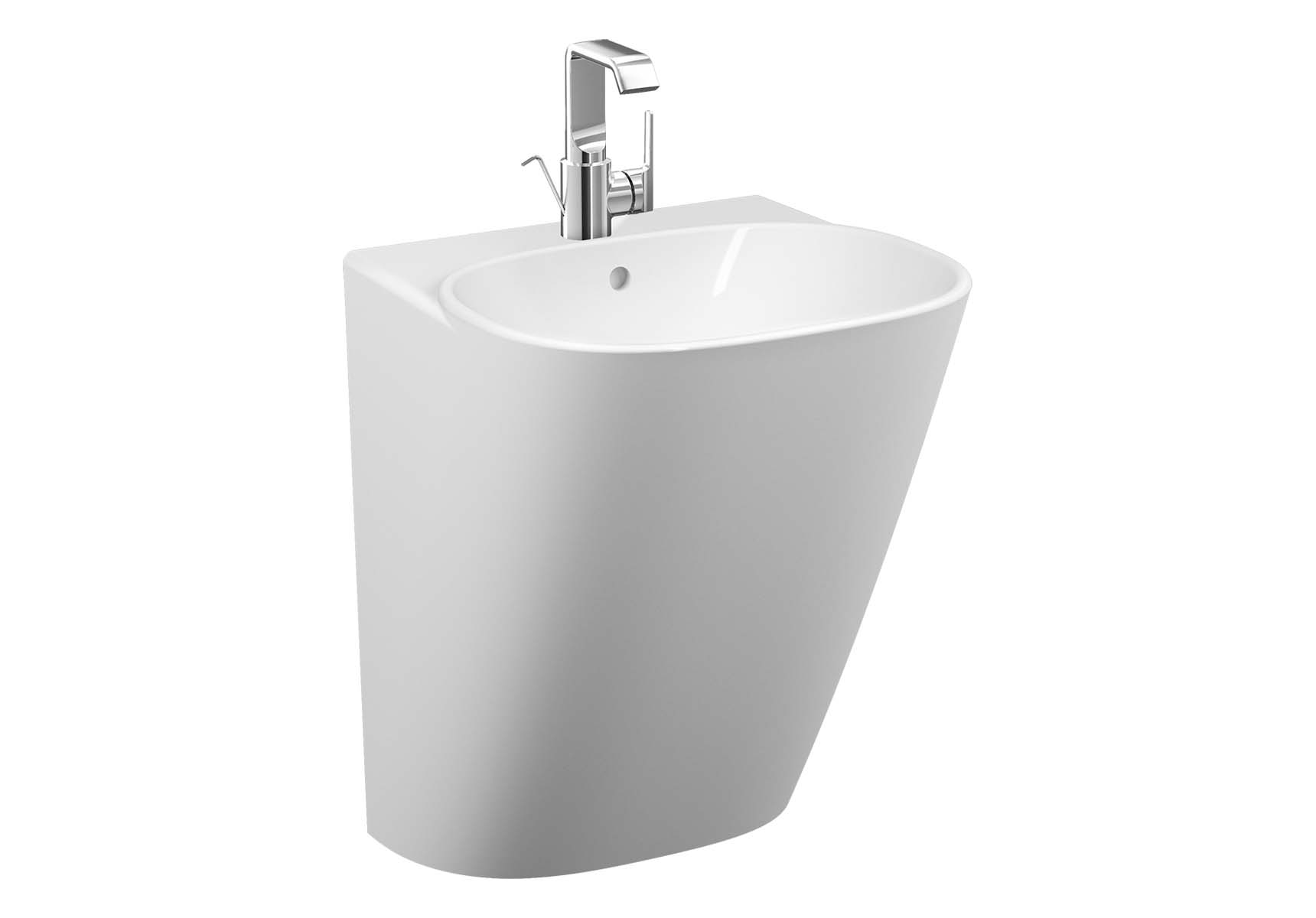 Frame Half monoblock basin, 50 cm, with one tap hole, with overflow hole, white, 424216 waste set and trap is included