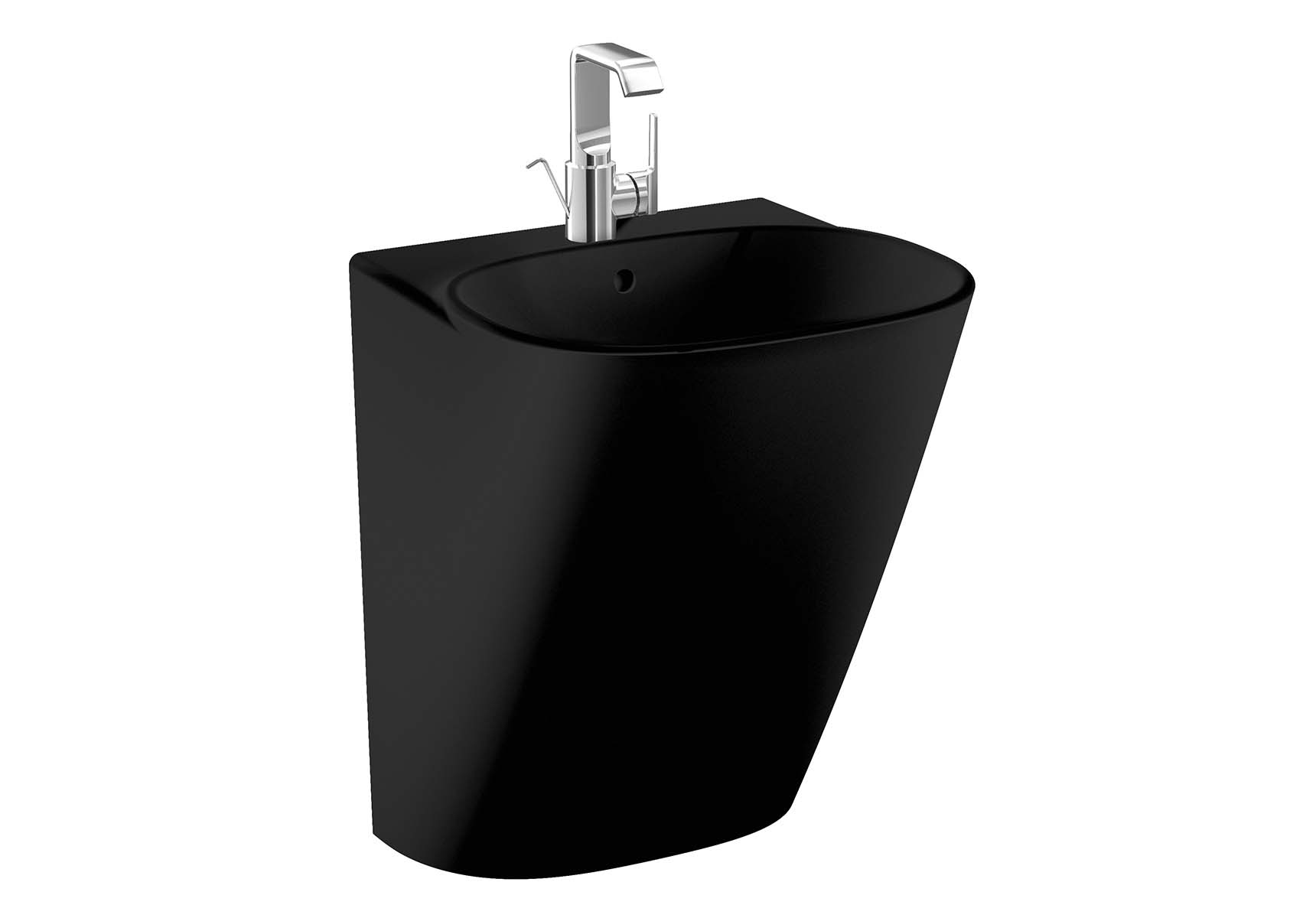 Frame Half monoblock basin, 50 cm, with one tap hole, with overflow hole, black, 424216 waste set and trap is included