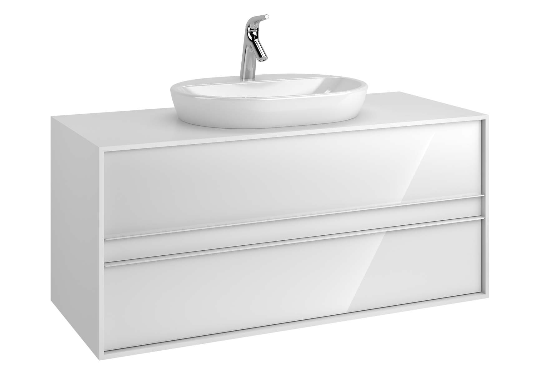 Metropole 120 cm Washbasin Unit, 2 Drawer, White High Gloss