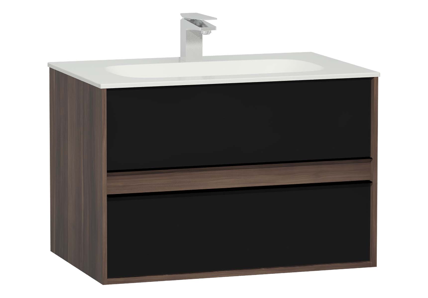 Metropole 80 cm Washbasin Unit, 2 Drawer, Infinit Washbasin, Plum