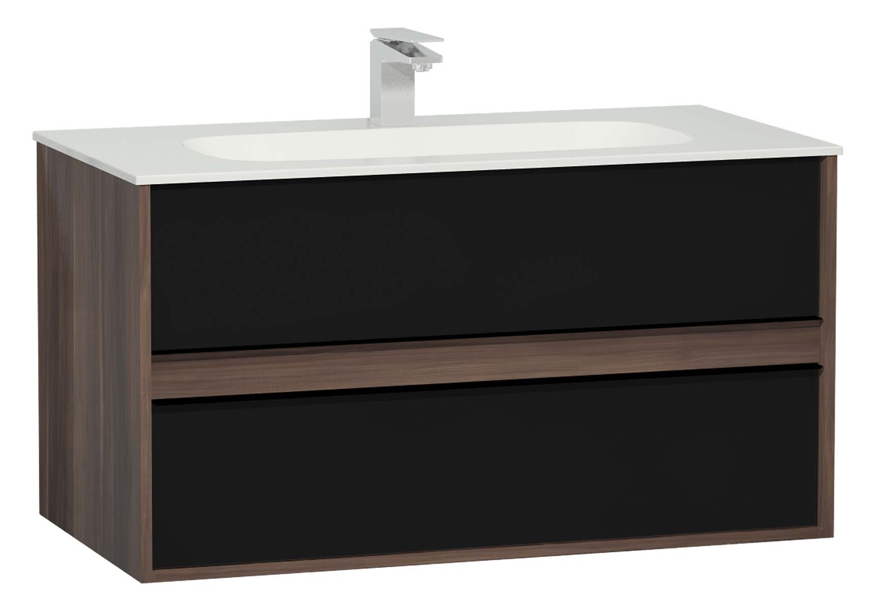 Metropole 100 cm Washbasin Unit, 2 Drawer, Infinit Washbasin, Plum