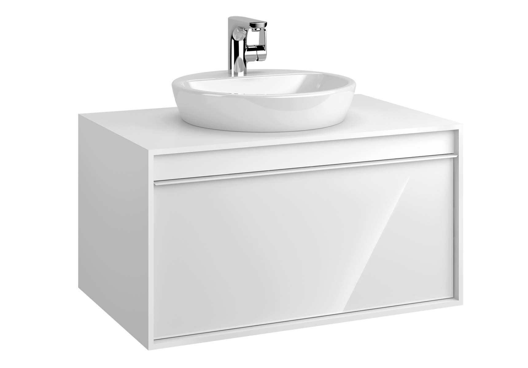 Metropole 80 cm Washbasin Unit, 1 Drawer, White High Gloss