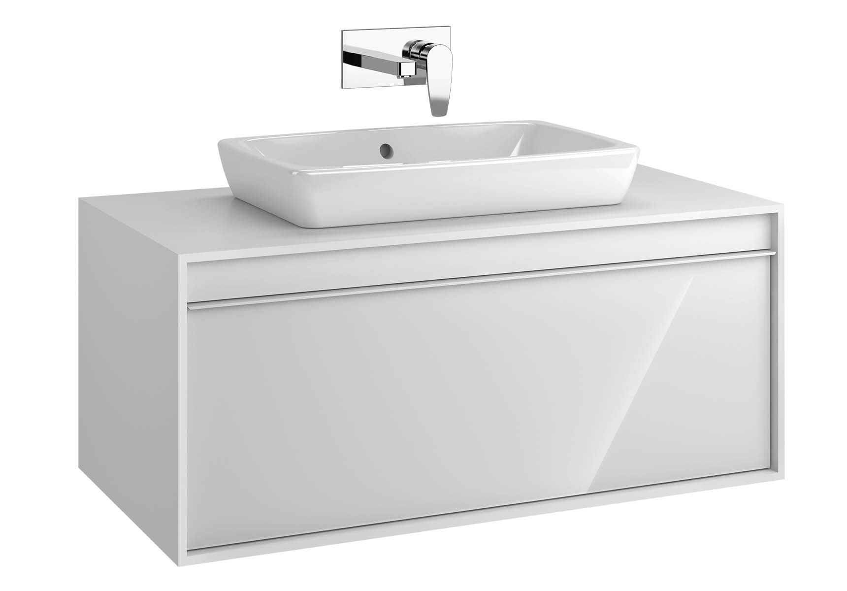 Metropole 100 cm Washbasin Unit, 1 Drawer, White High Gloss