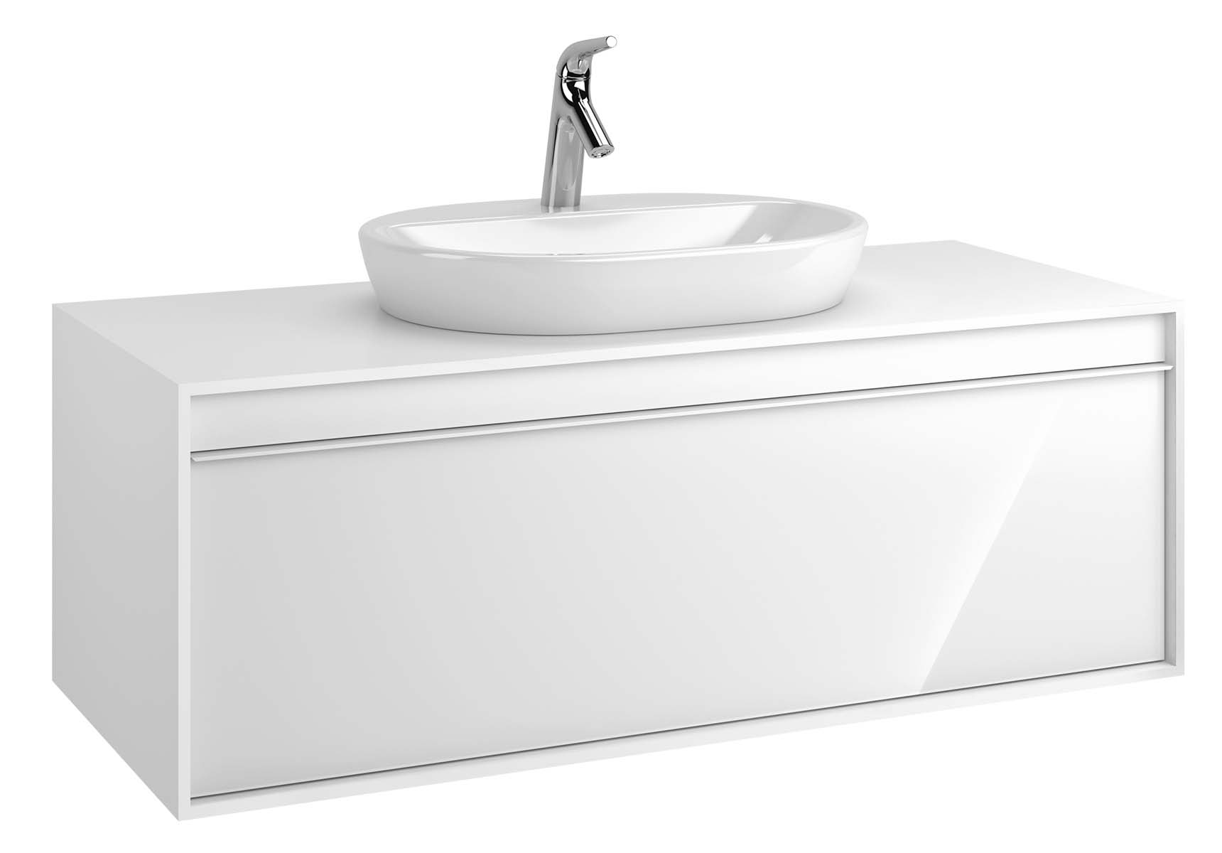 Metropole 120 cm Washbasin Unit, 1 Drawer, White High Gloss