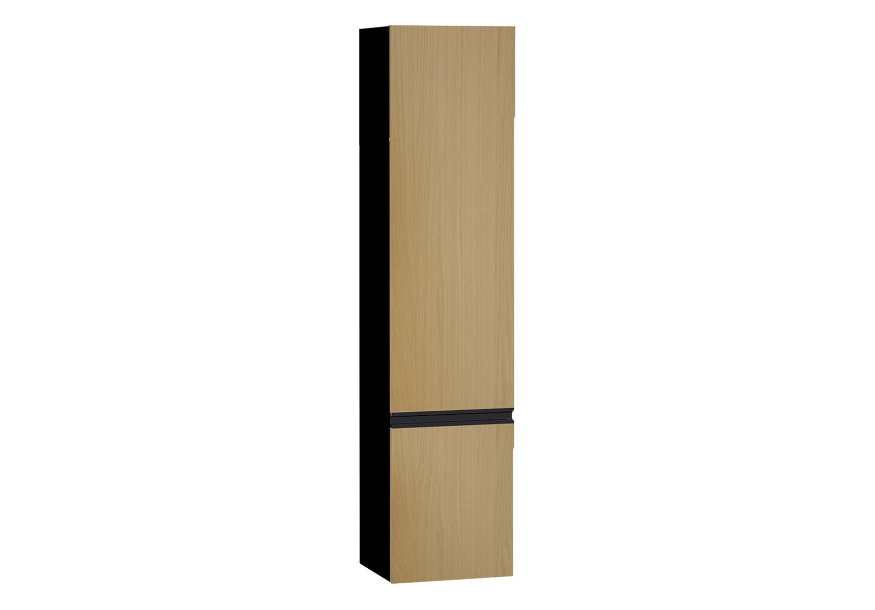 Memoria Black Tall Unit, Left, Waved Oak