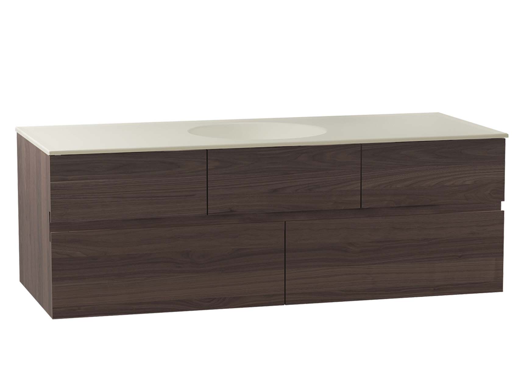 Memoria Washbasin Unit, 120 cm (Ceramic Washbasin), Matte Walnut