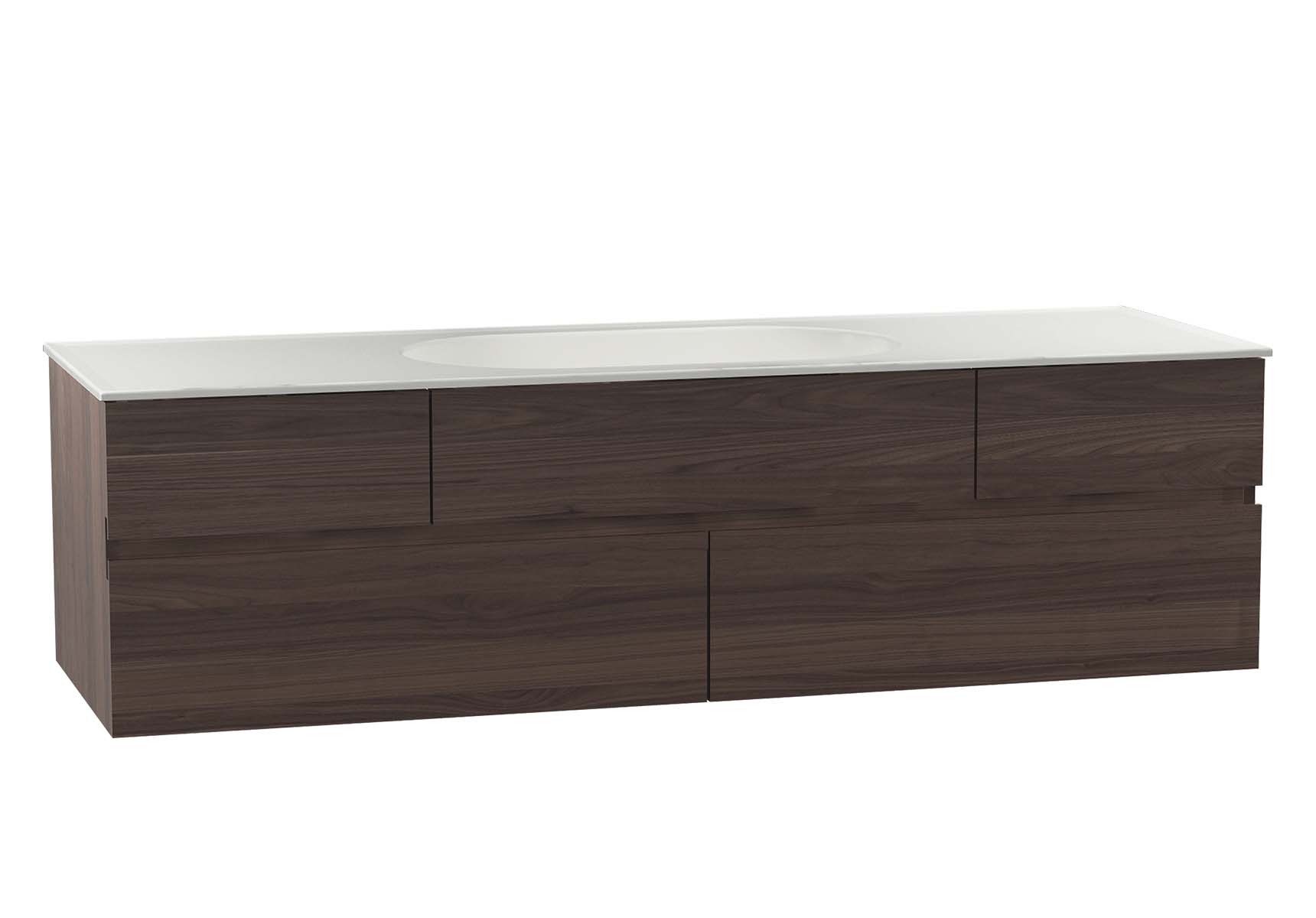 Memoria Washbasin Unit, 150 cm (Ceramic Washbasin), Matte Walnut