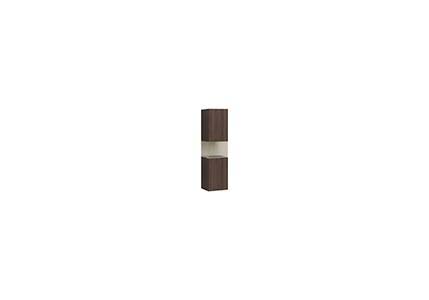 Memoria Tall Unit with Top Glass Cube, Matte Walnut, Left