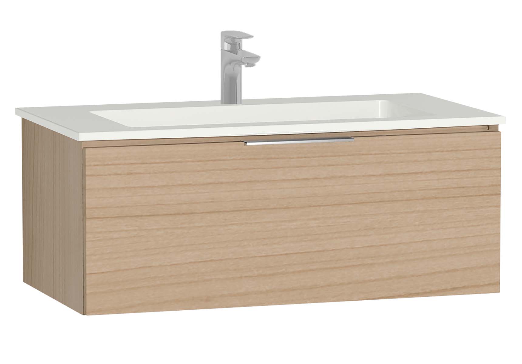 Central Washbasin Unit with 1 drawer, 90 cm, Golden Cherry, Infinit Washbasin