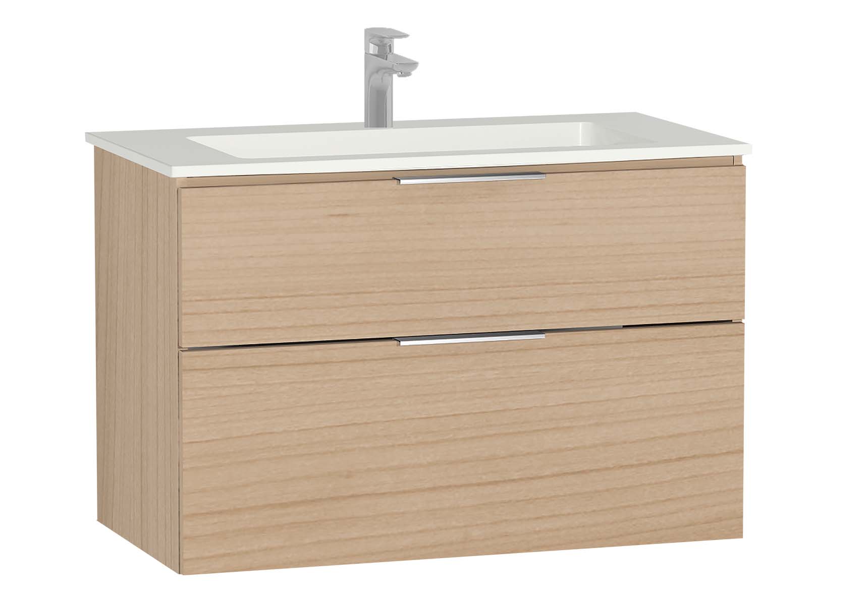 Central Washbasin Unit with 2 drawers, 90 cm, Golden Cherry, Infinit Washbasin