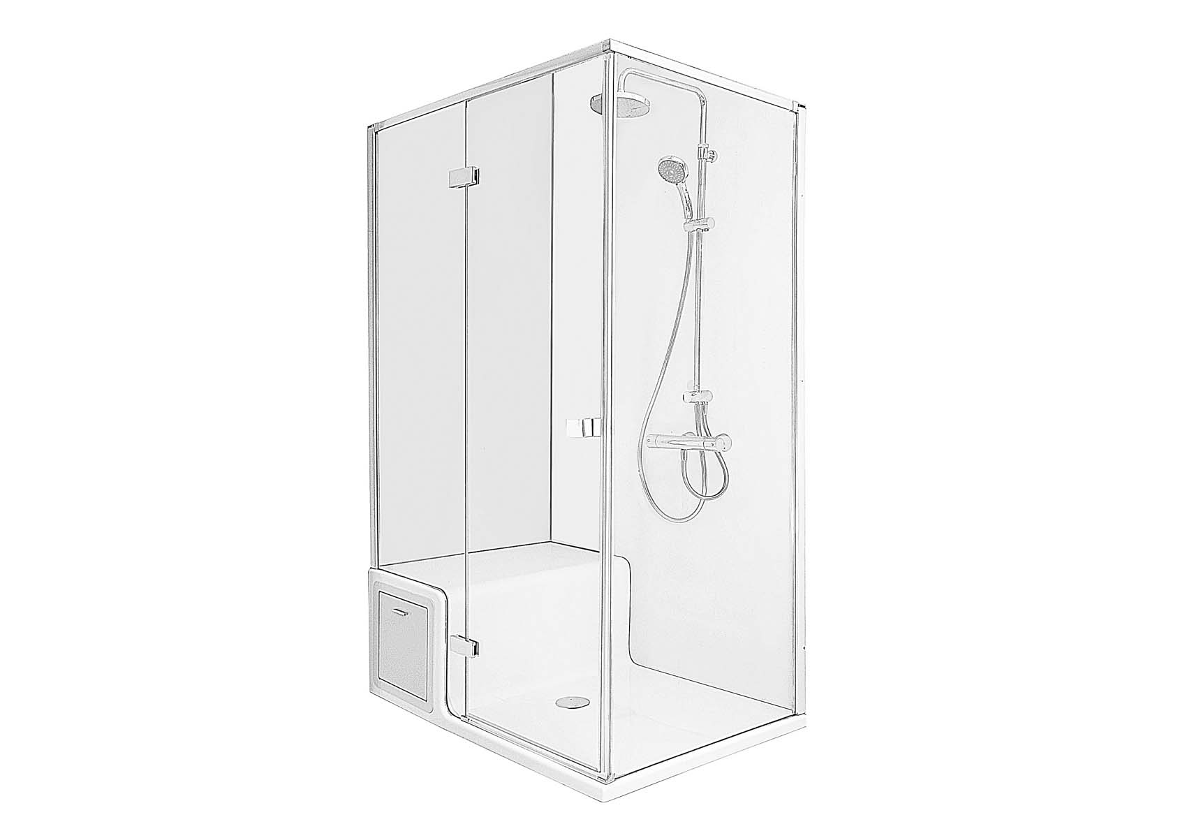Roomy Shower Unit 120X080 Left U wall, Drawer