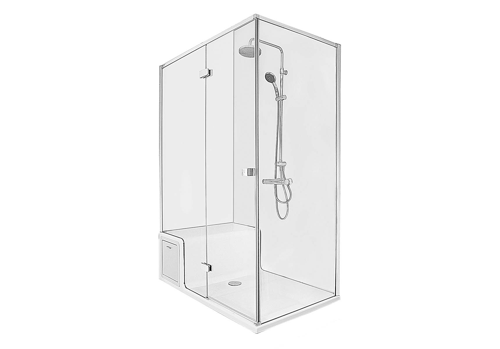 Roomy Shower Unit 150X080 Left, U Wall, Drawer