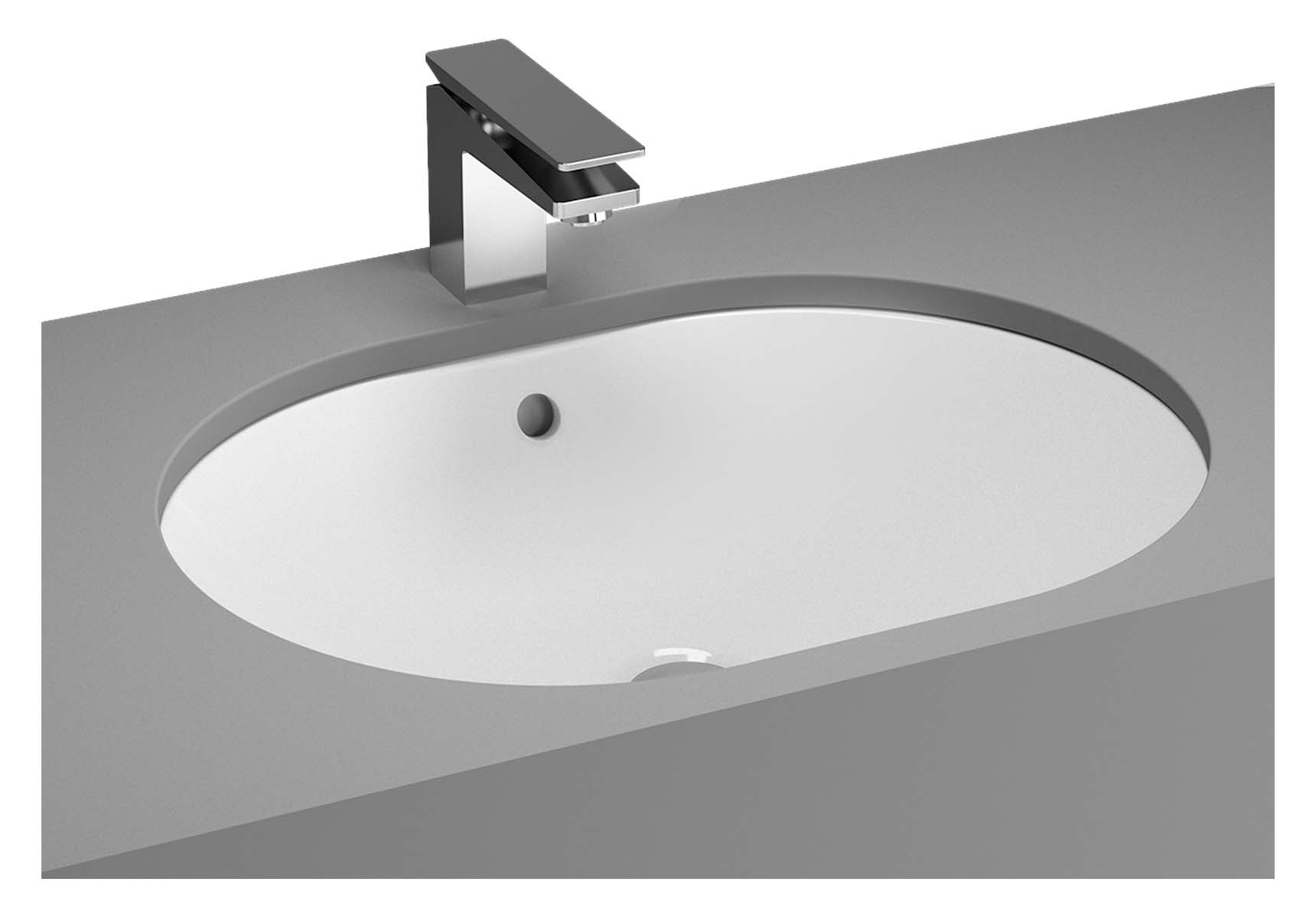 Metropole Undercounter Round Bowl, 60cm, without Tap Hole, with Overflow Hole