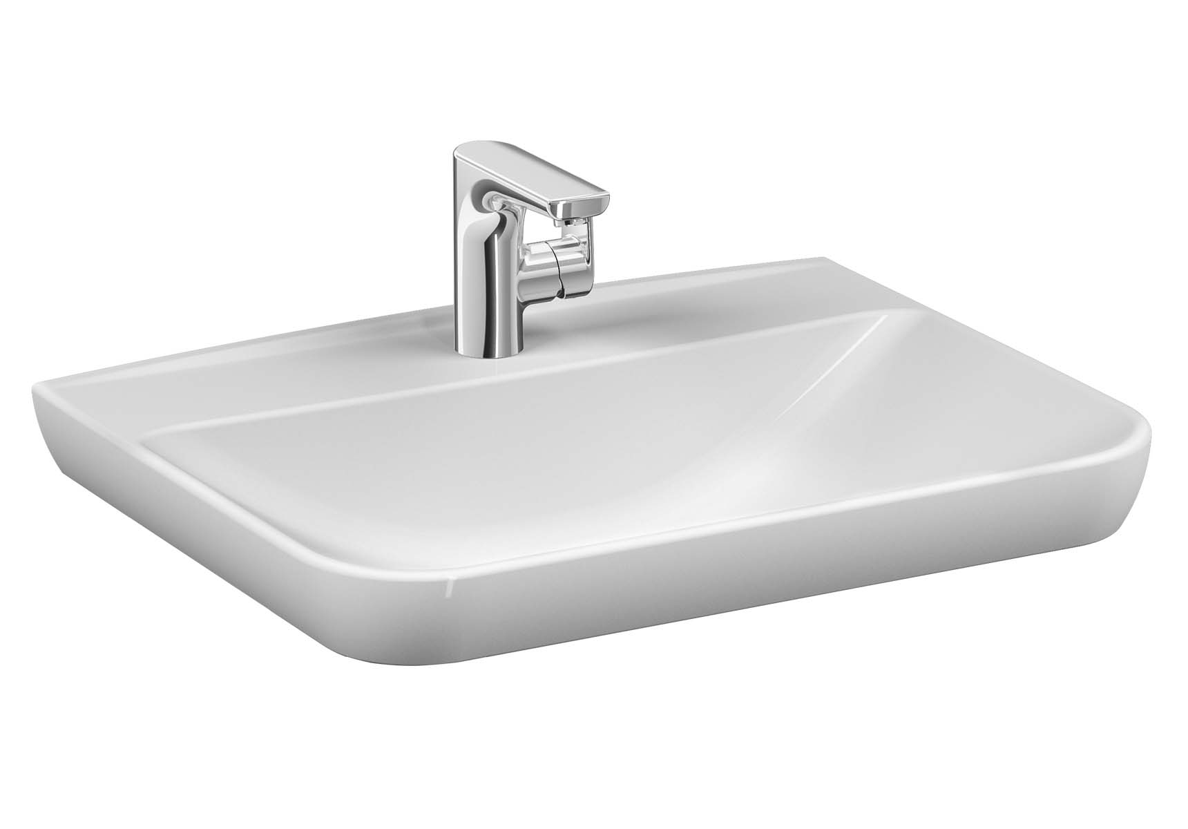Sento Vanity basin, 65 cm, with one tap hole, with overflow hole, white