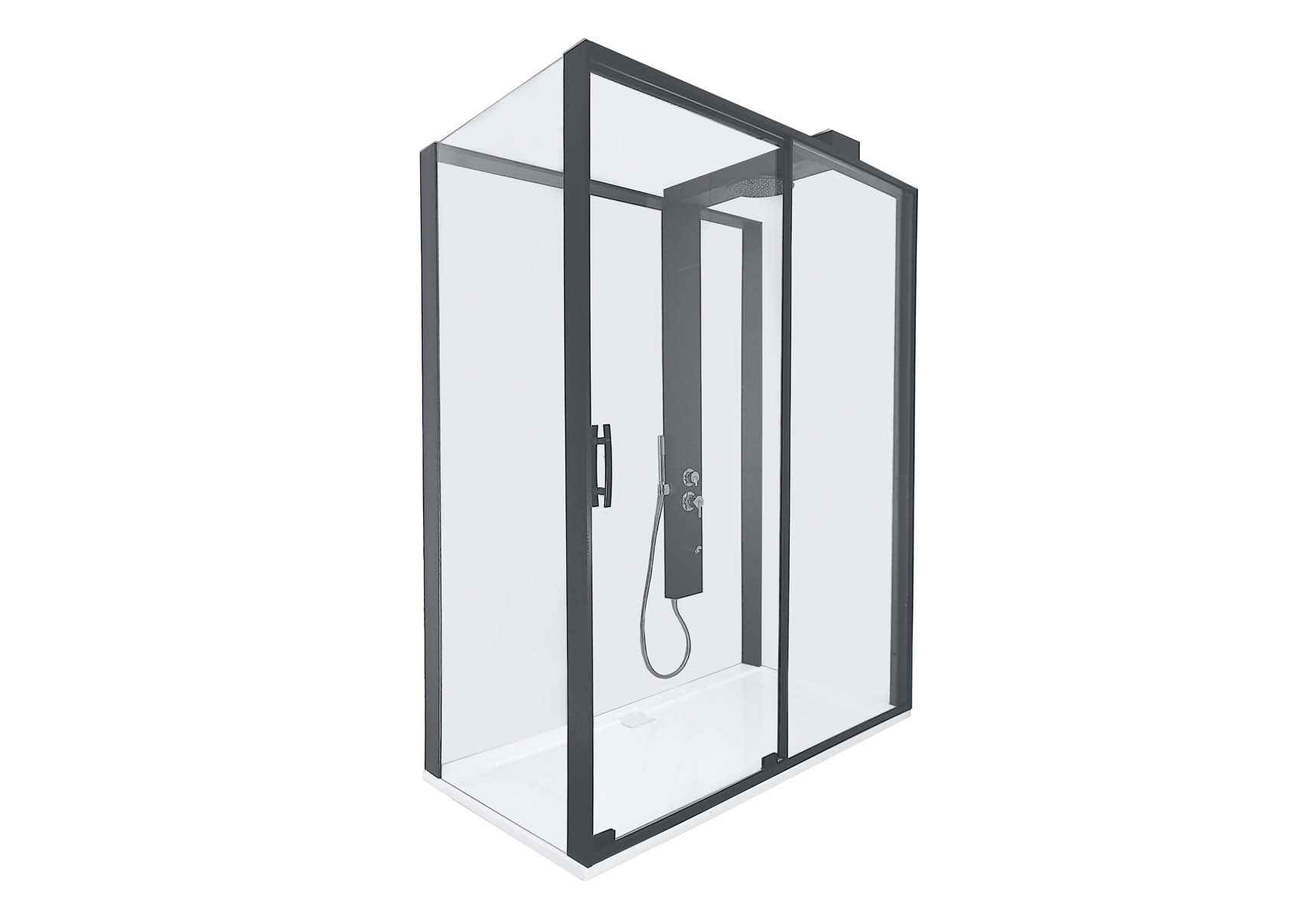 Zest Sliding Shower Unit 160x90 Right Black