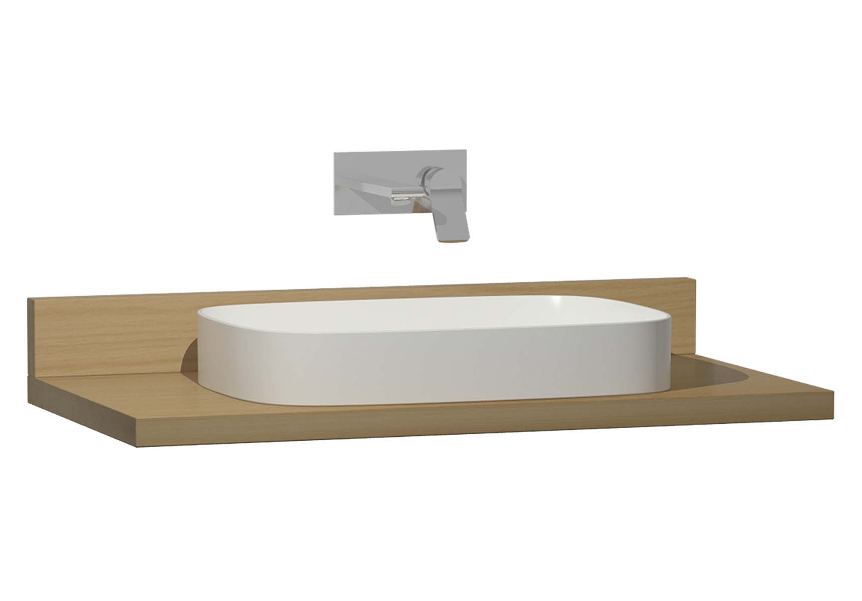 Memoria Black Counter, 100 cm, Patterned Oak, Washbasin White High Gloss