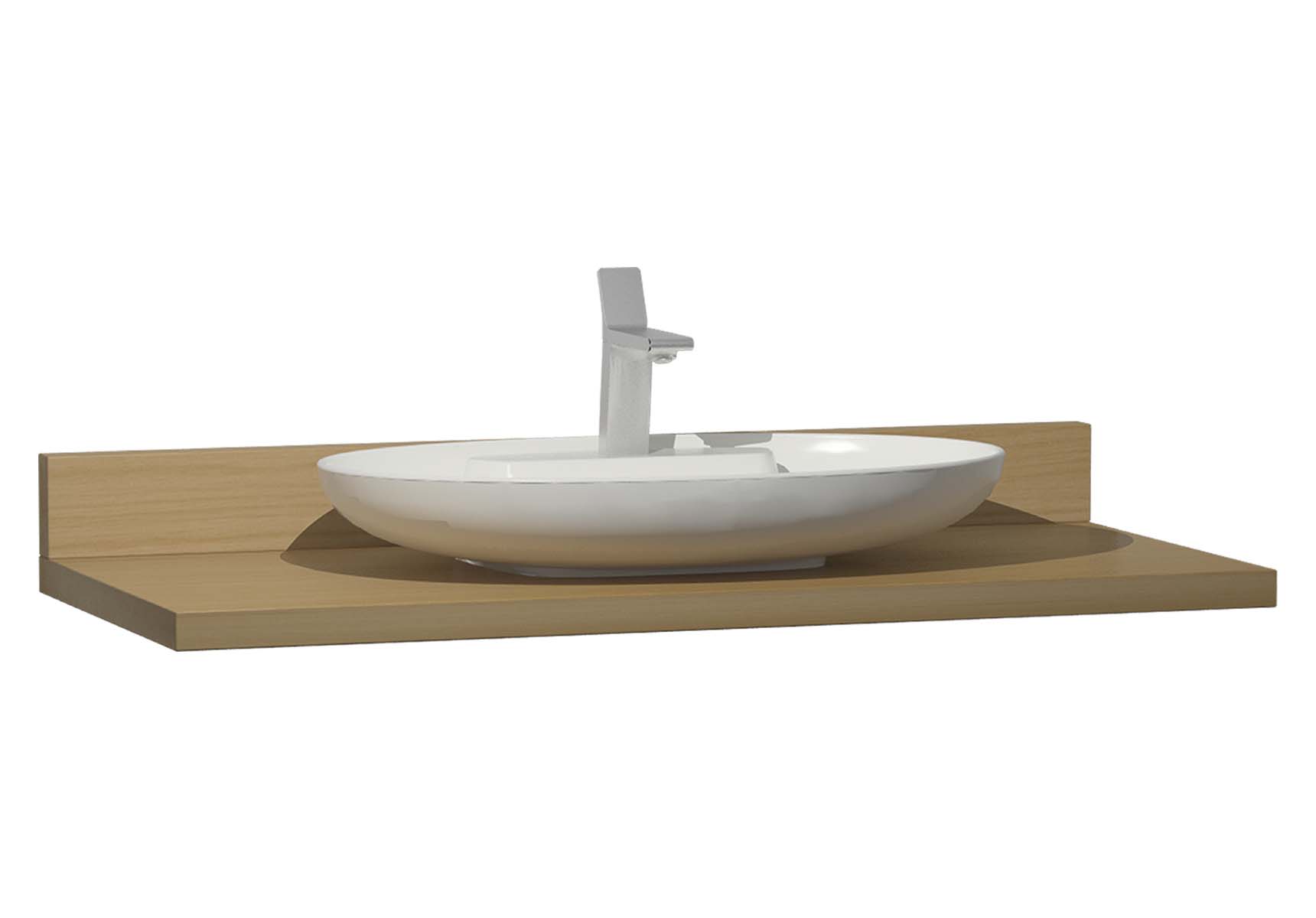 Memoria Black Counter, 120 cm, Patterned Oak, Washbasin White High Gloss