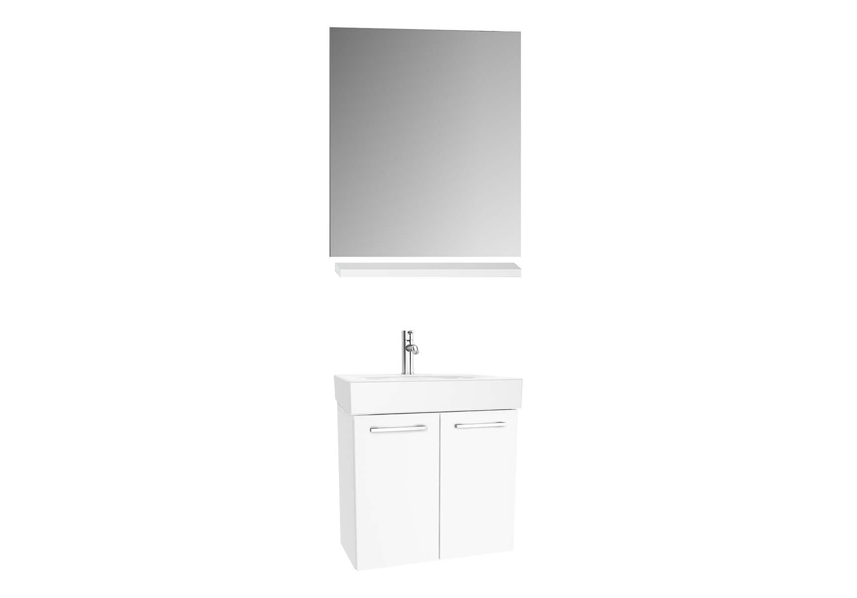 Optima Washbasin unit with doors 60 cm (washbasin unit + shelf + mirror)