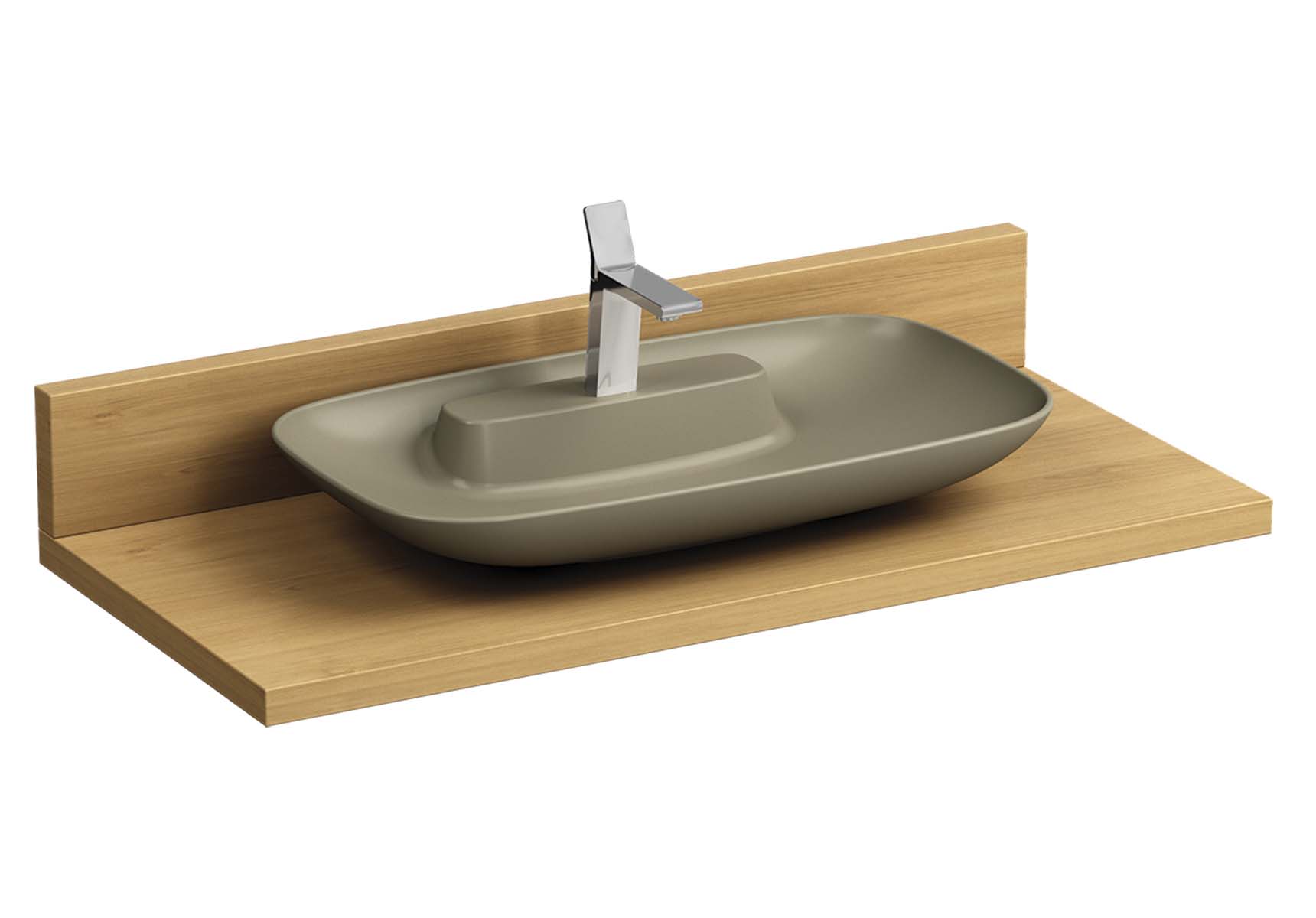 Memoria Black Counter, 120 cm, Patterned Oak, Washbasin White High Gloss