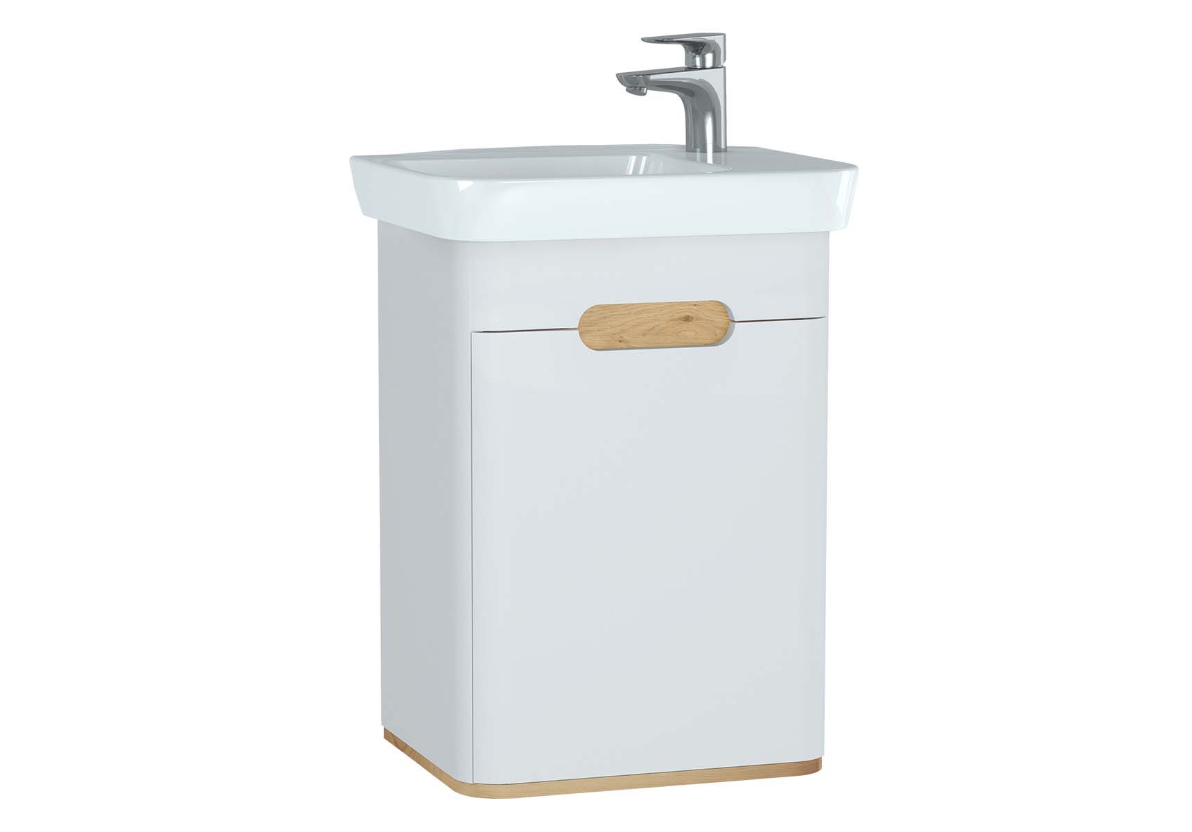 Sento Washbasin Unit, 50 cm, with doors, without legs, Matte White, right