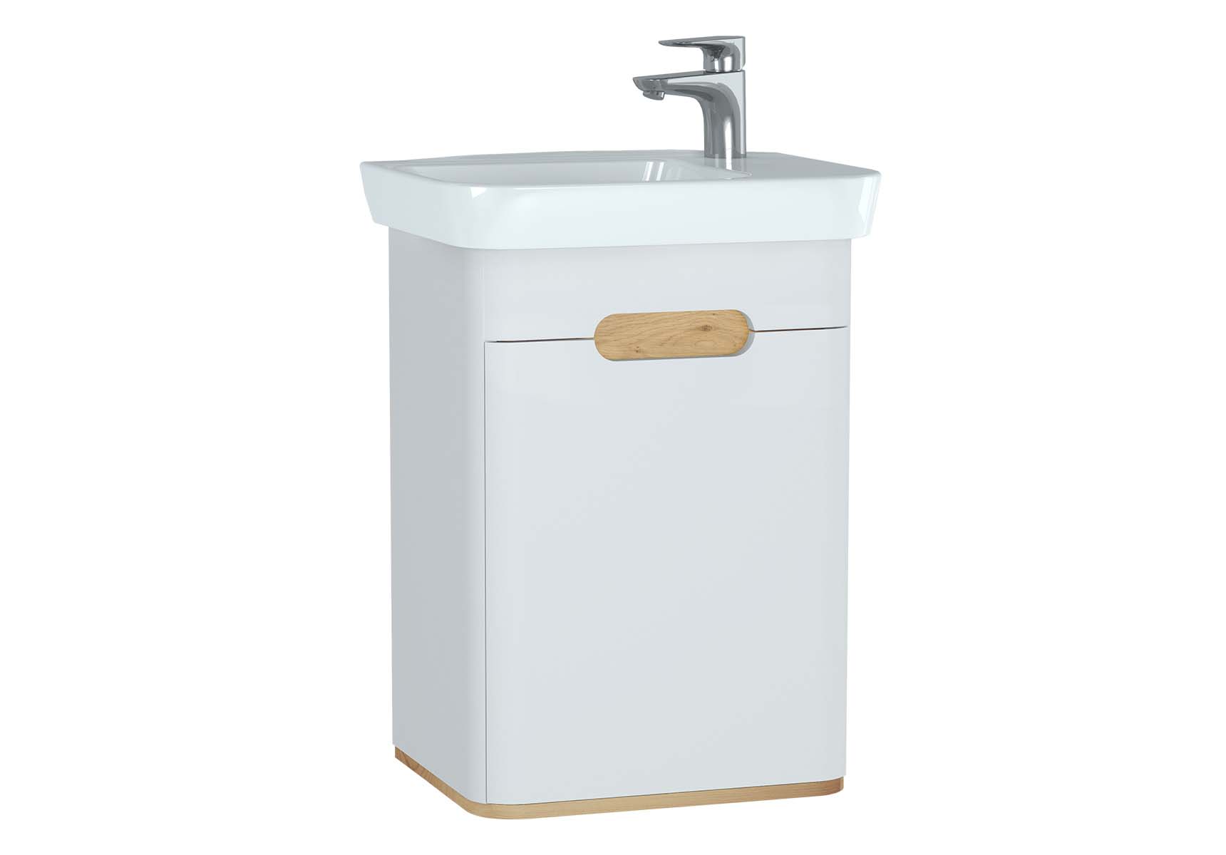 Sento Washbasin Unit, 50 cm, with doors, without legs, Matte White, left