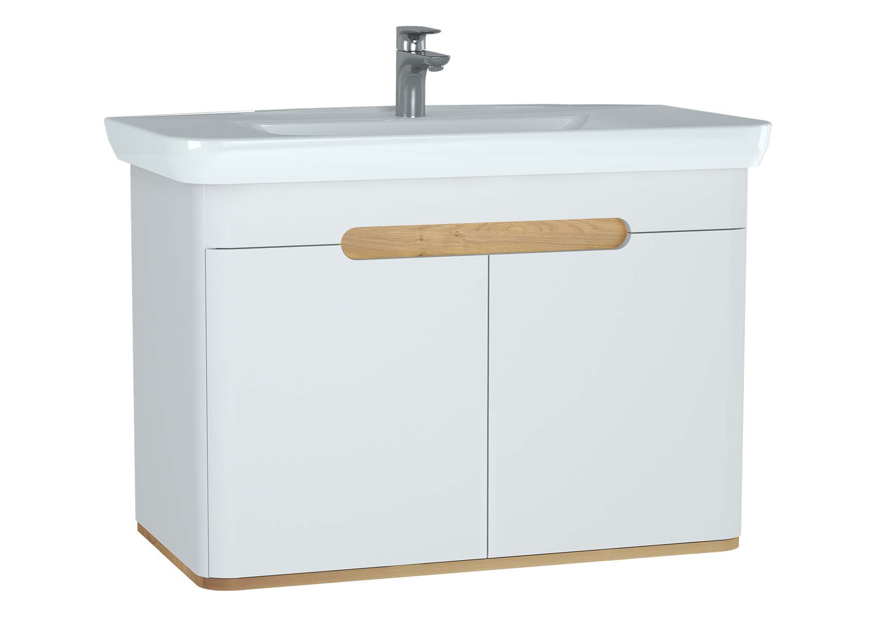 Sento Washbasin Unit, 100 cm, with doors, without legs, Matte White