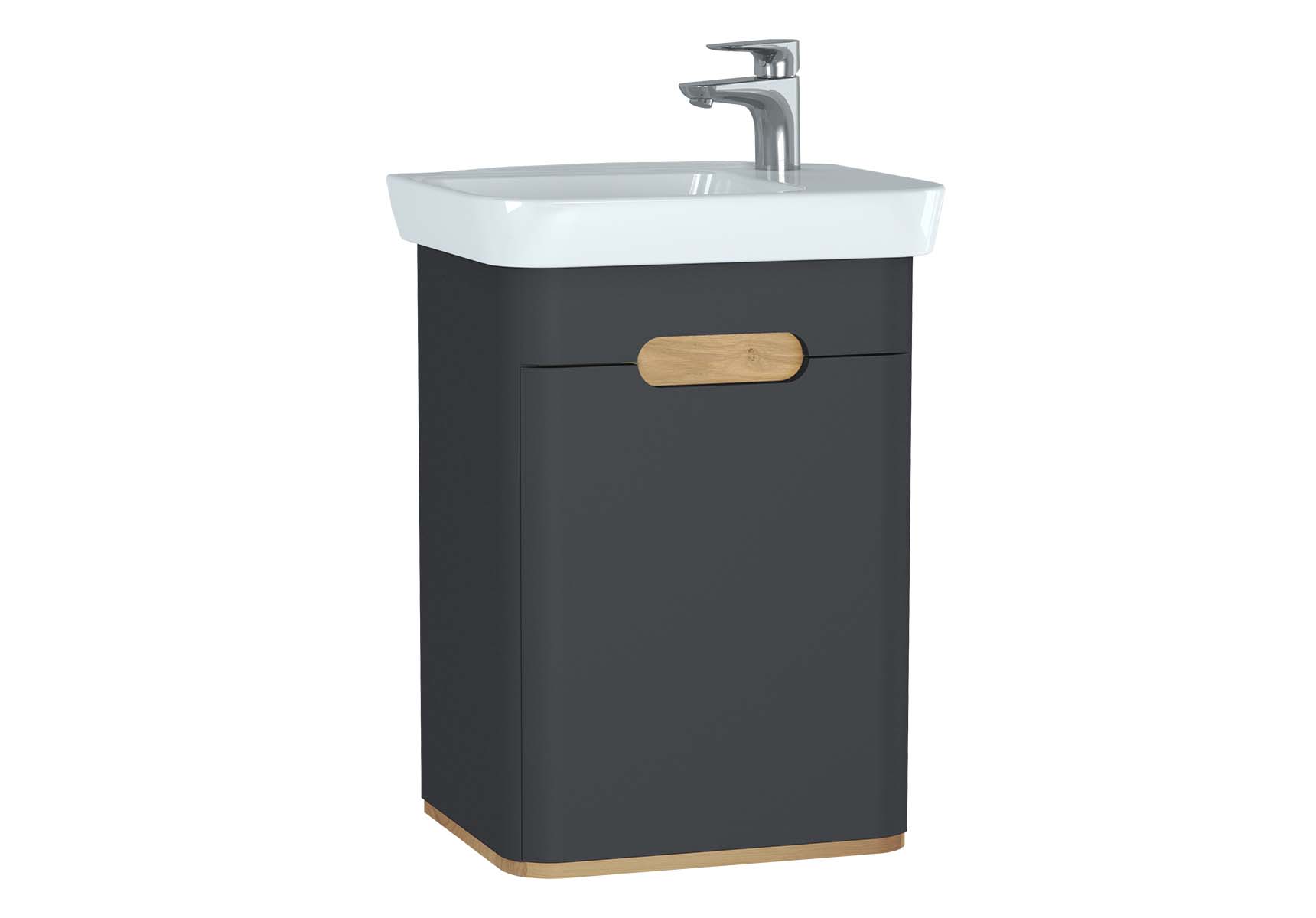 Sento Washbasin Unit, 50 cm, with doors, without legs, Matte Anthracite, right