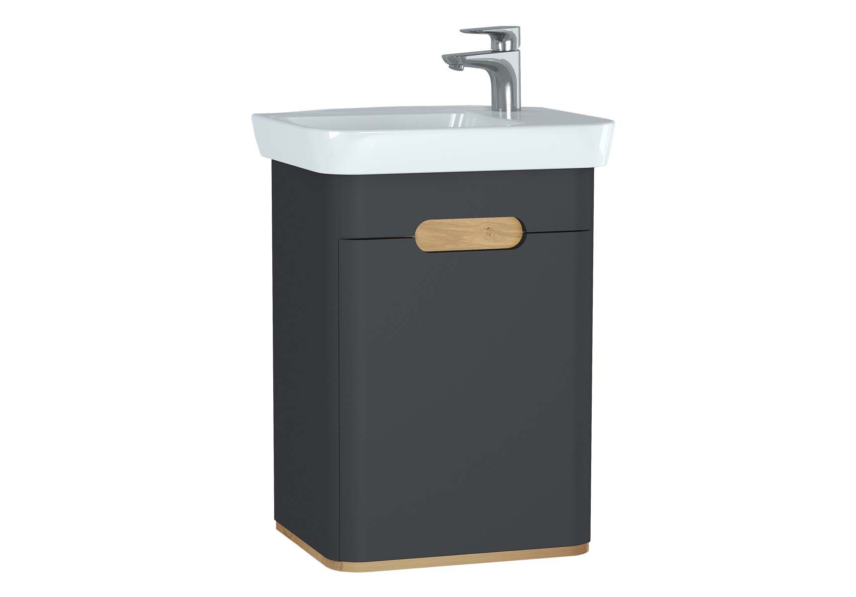 Sento Washbasin Unit, 50 cm, with doors, without legs, Matte Anthracite, left
