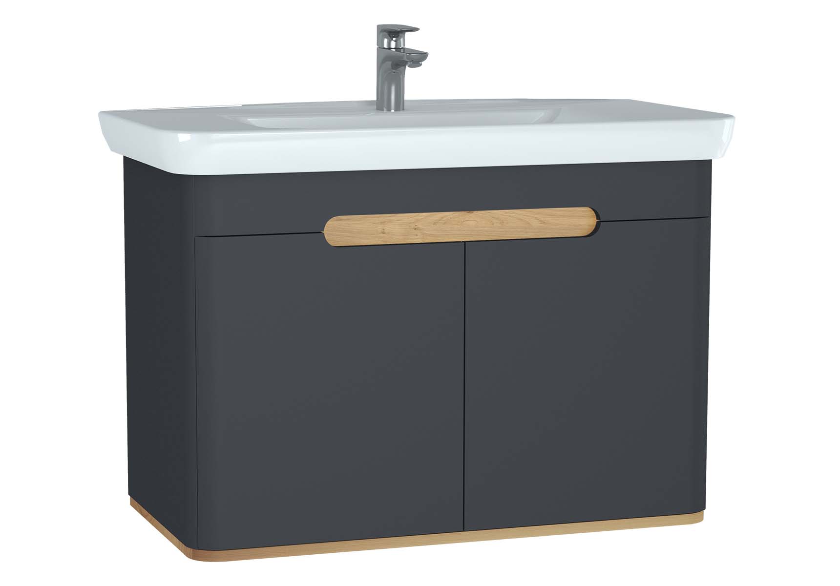 Sento Washbasin Unit, 100 cm, with doors, without legs, Matte Anthracite