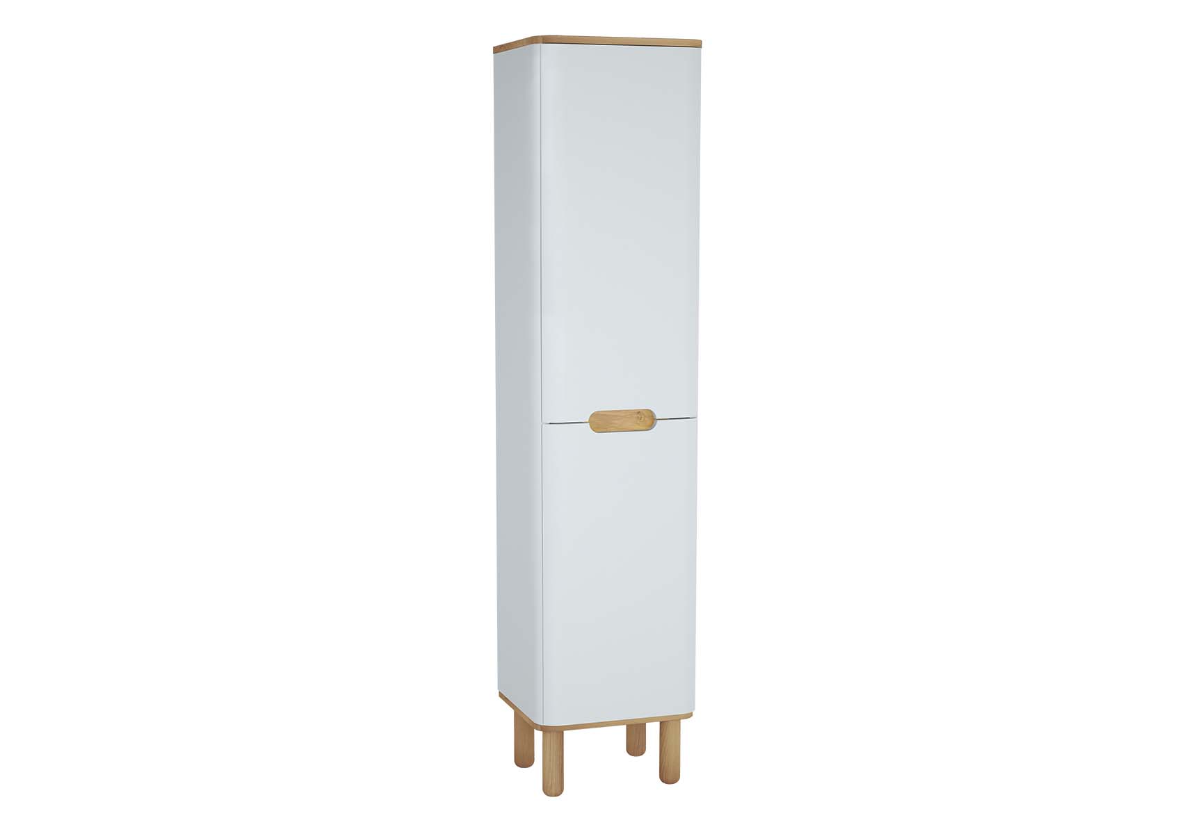 Sento Tall Unit, 40 cm, with laundry basket, with legs, Matte White, right