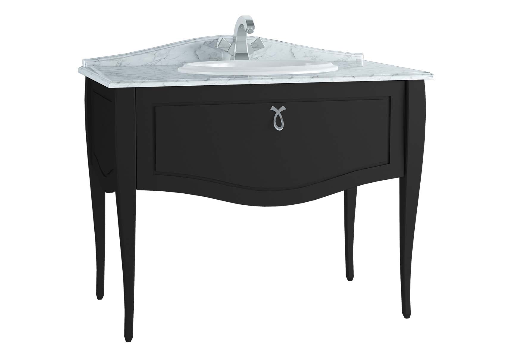 Elegance Washbasin Unit, 100 cm, with countertop washbasin, without marble, chrome handle, Matte Black