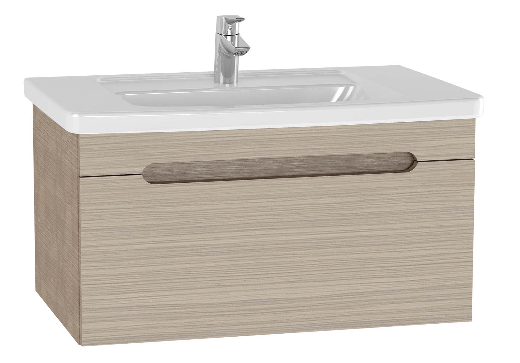 Folda Washbasin Unit, 80 cm, with vanity washbasin, Oak