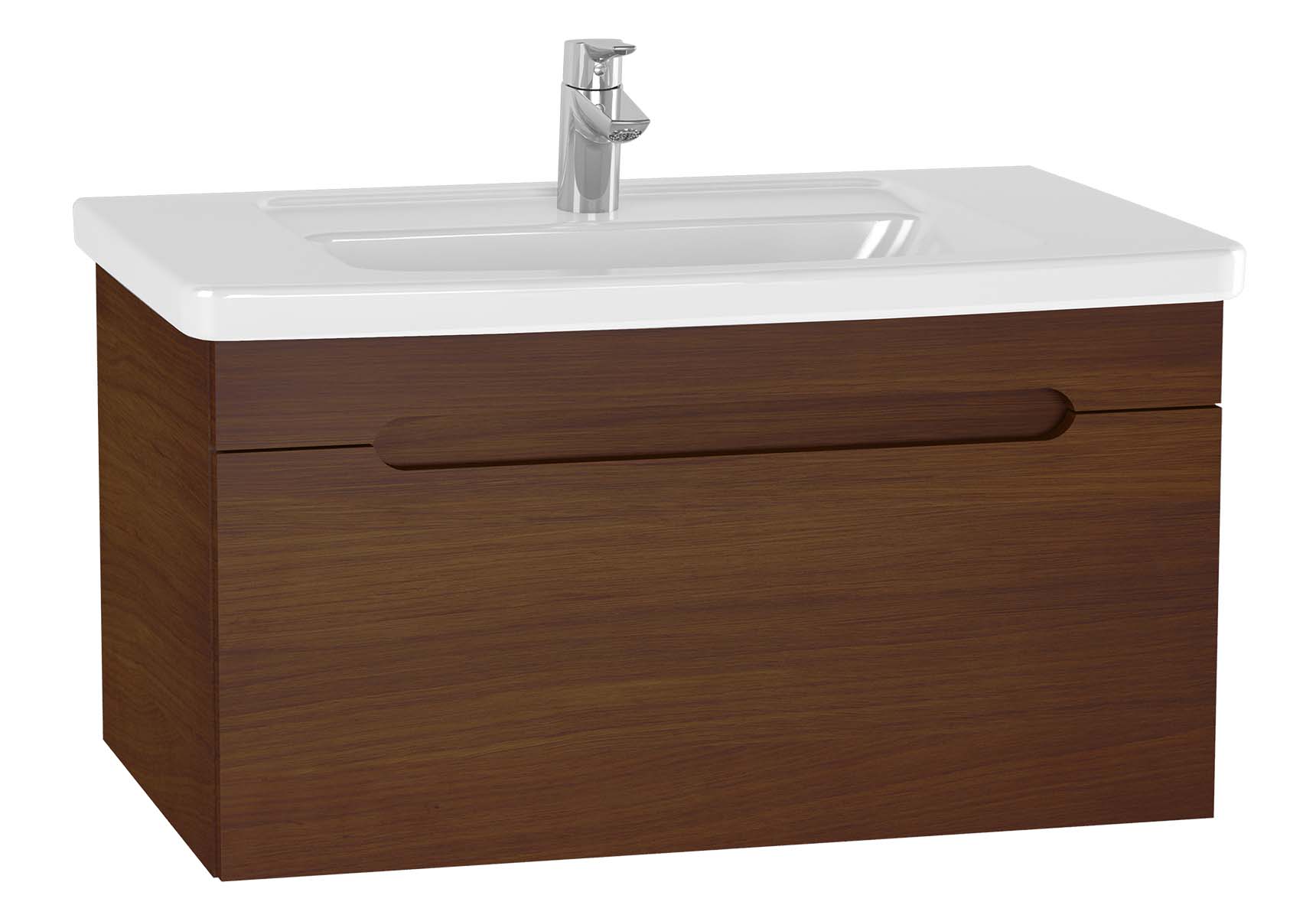 Folda Washbasin Unit, 80 cm, with vanity washbasin, Walnut